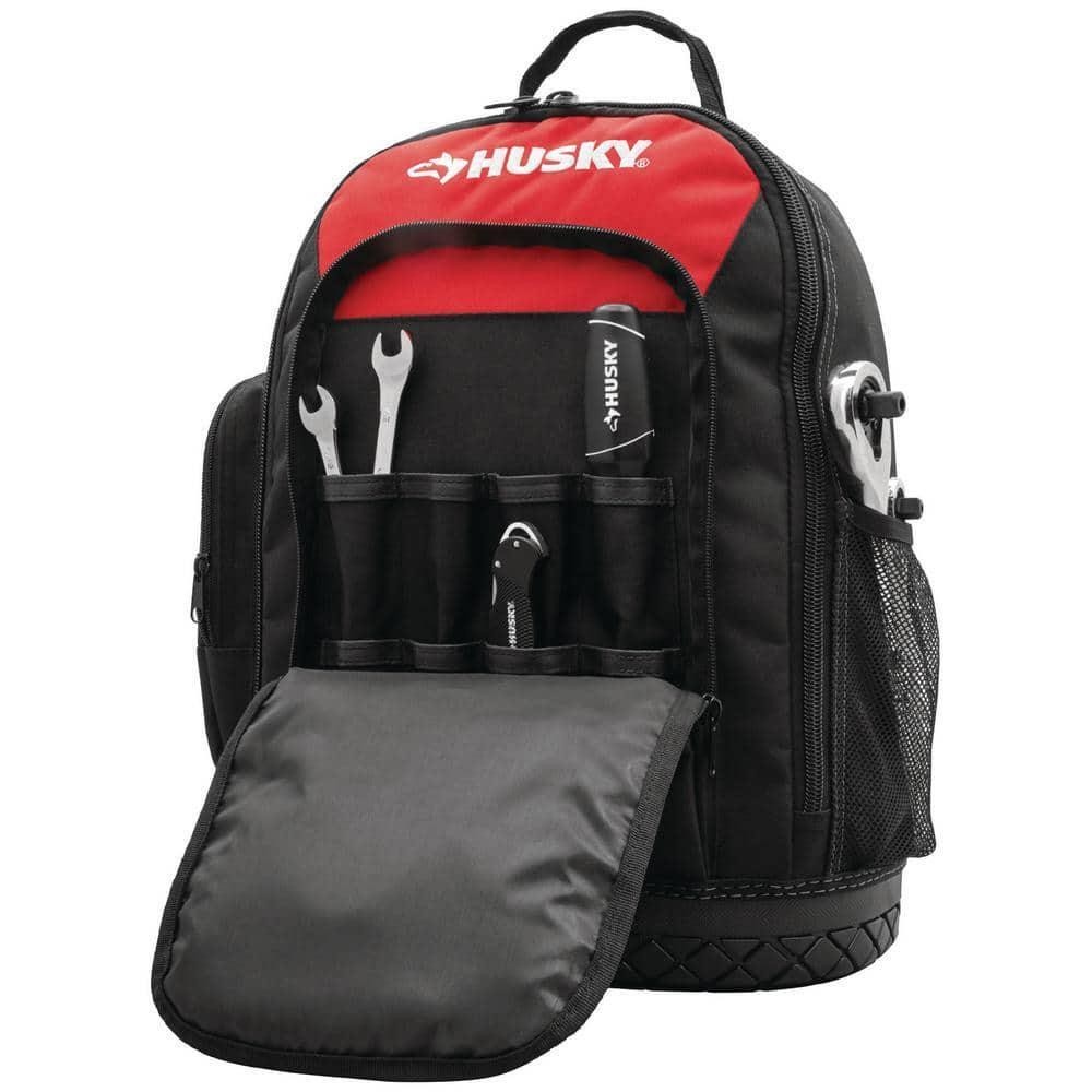 Husky 16 in. Tool Backpack Water Resistant 19 Internal Pockets Organize Tools