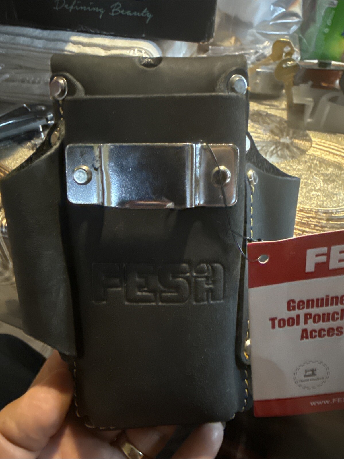 FESA Small Leather Tool Pouch – 4-in-1 Heavy Top Grain Leather Small Tool Pou…
