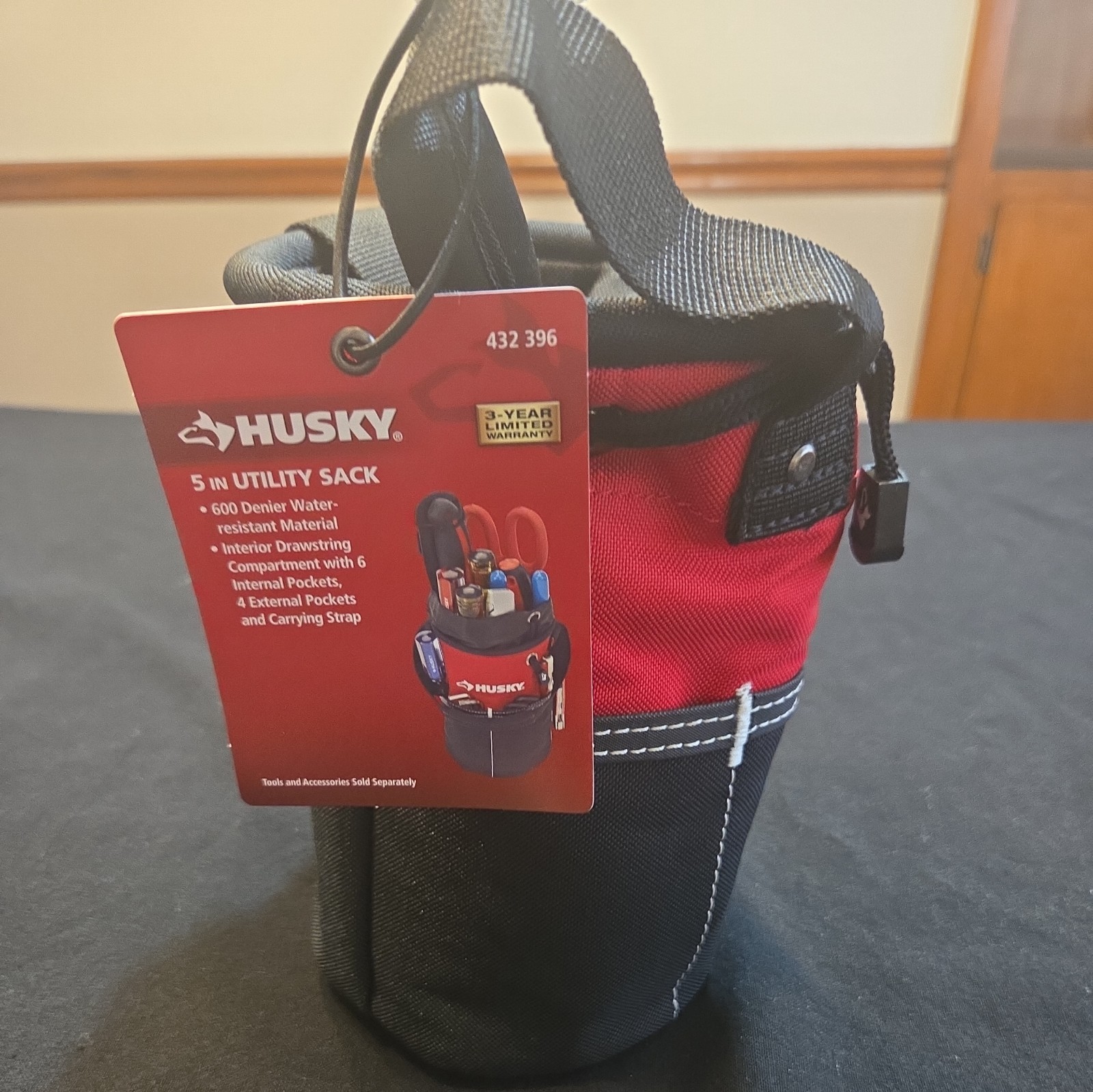 5 In Utility Sack Tool Bag 5 in. 10 Pockets Water Resistant Material – Husky