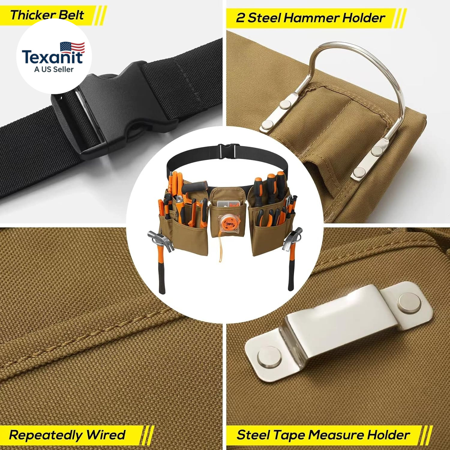 19 Pocket Tool Belts – Gardening Belt with Quick Release Buckle,Adjustable Utili