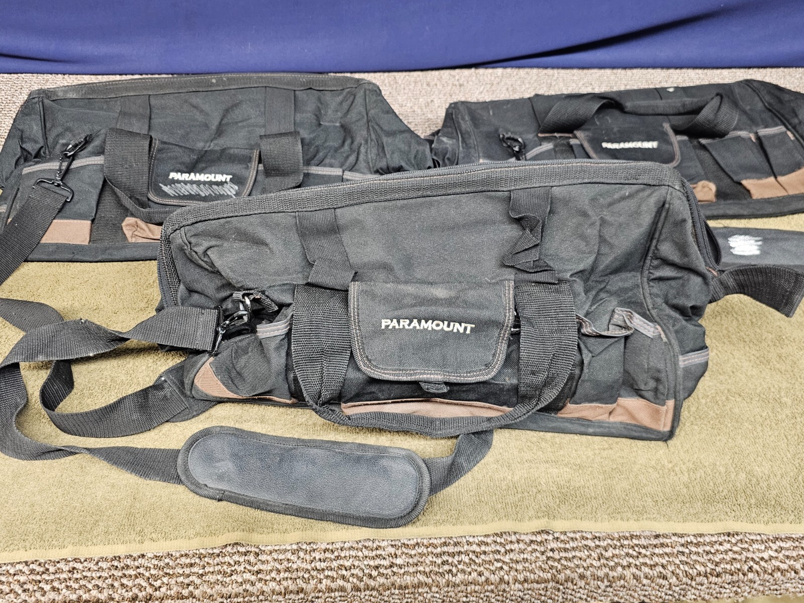 3 Paramount Mechanics Canvas Tool Bags Zipper Bag Black Large Military