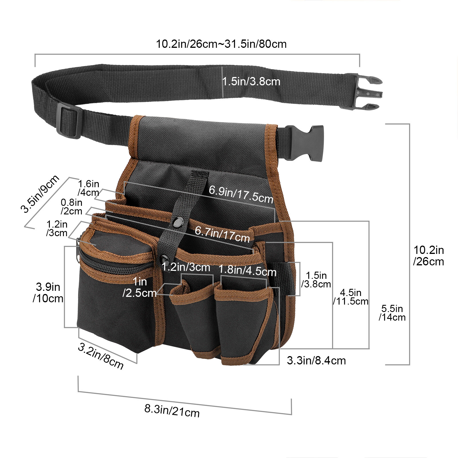 Electrician Tool Pouch, Belt Toolkit Fanny Pack Waist Bag Hardware Organizer