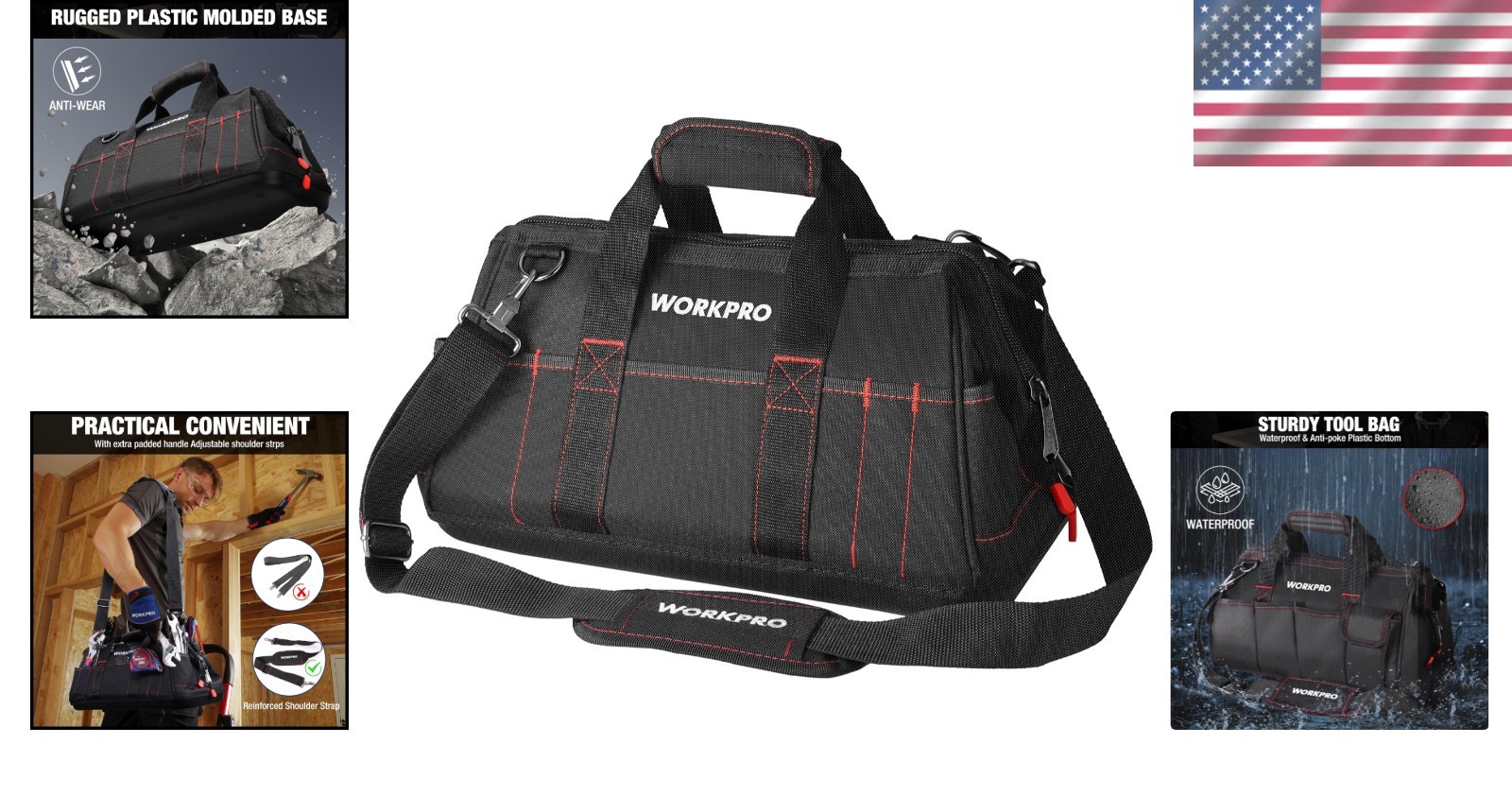 Sturdy 16″ Tool Carrier Bag with Adjustable Strap