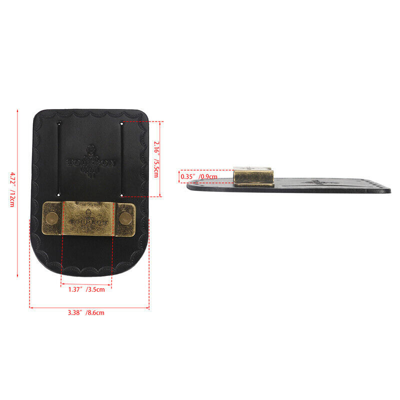 TOURBON Leather Tape Measure Holster Tool Holder Metal Clip for 2″ Belt in Black