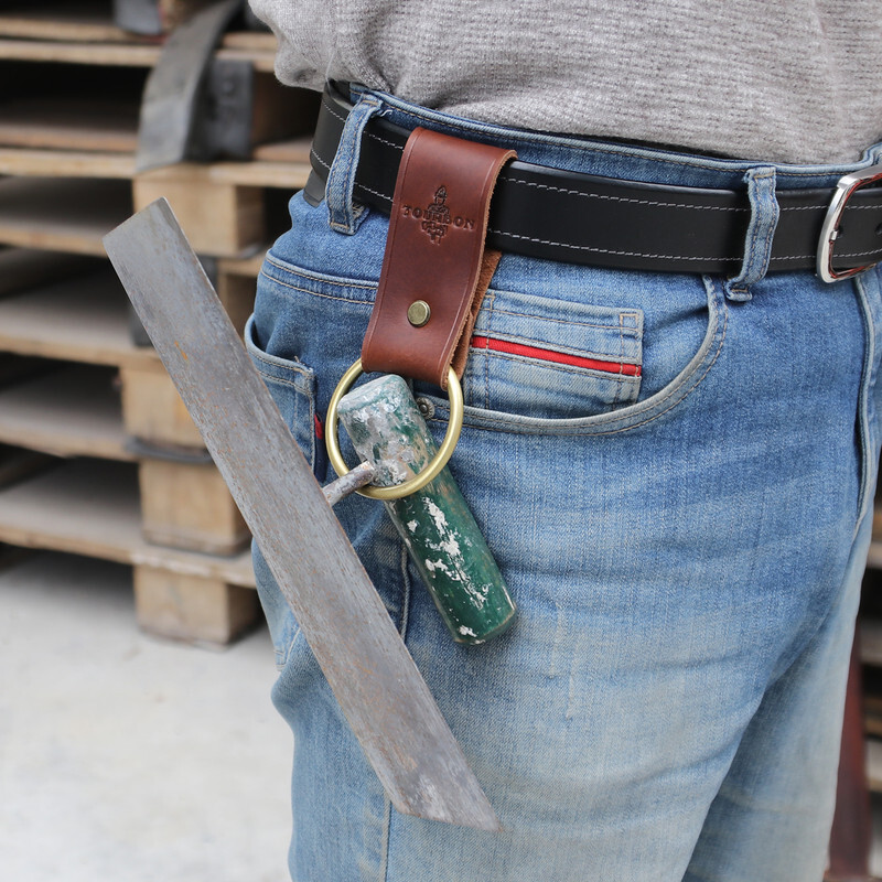 TOURBON Leather Trower/Axe/Hammer Hanger Ring w/Belt Loop Tool Holster Workshop