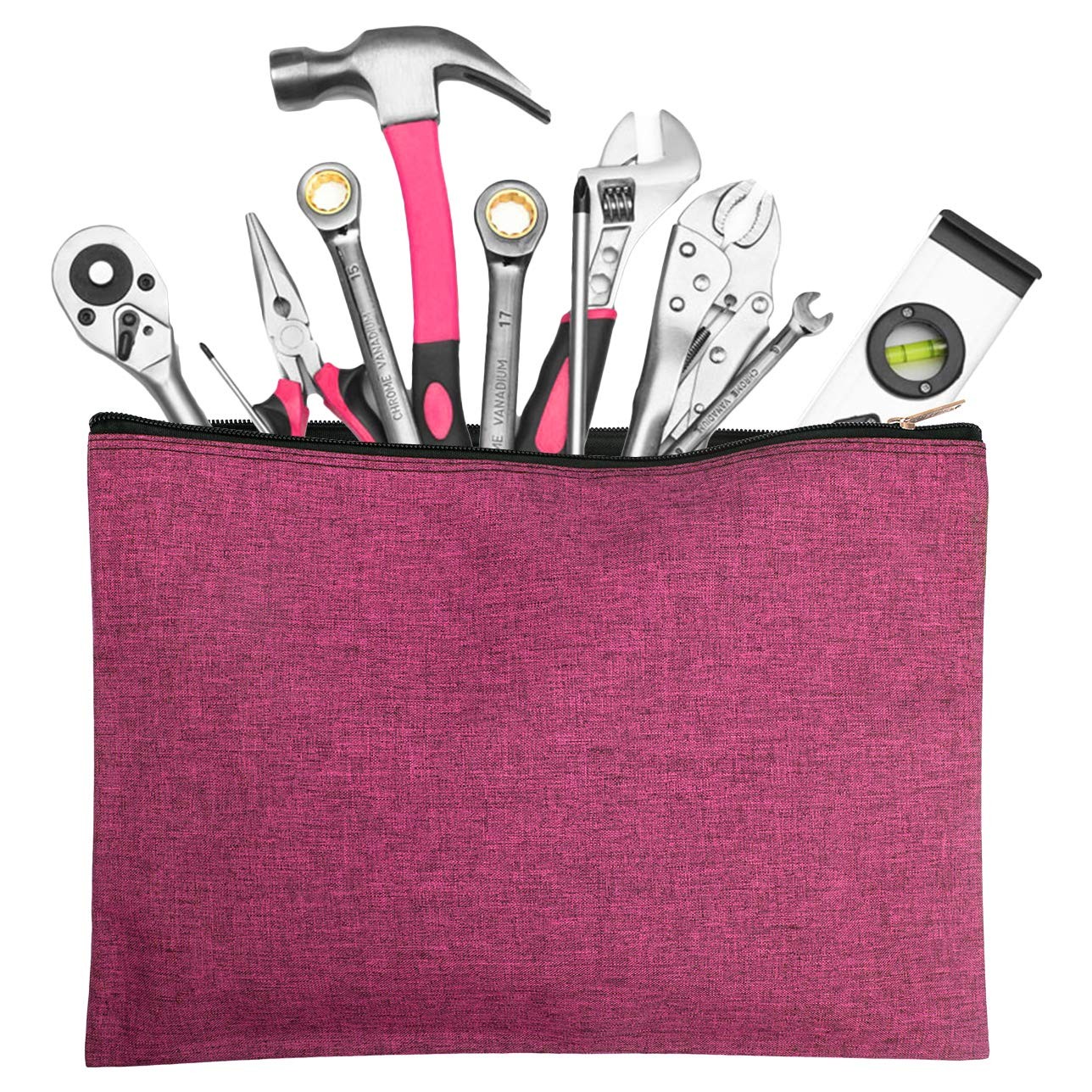 5 Pack Canvas Zipper Tool Bag Set, 13.3 x 9.4 14.4oz Heavy Duty Waterproof Mu…