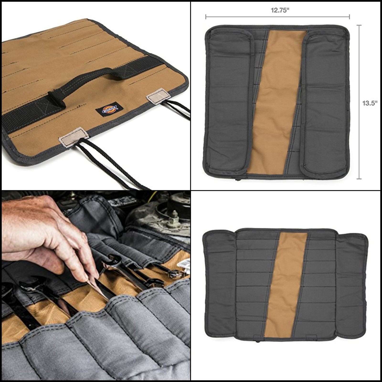 Wrench/Screwdriver Organizer Roll Up for Mechanic 16 Toll Pockets Durable Canvas