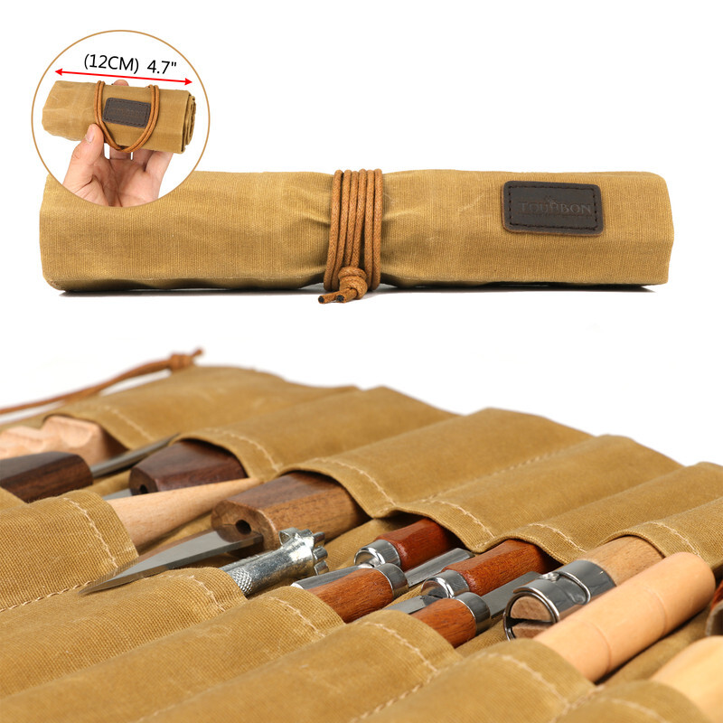 Tourbon Roll up Canvas Tool Carry Holder Carving Knife Organizer Bag Handy Pouch