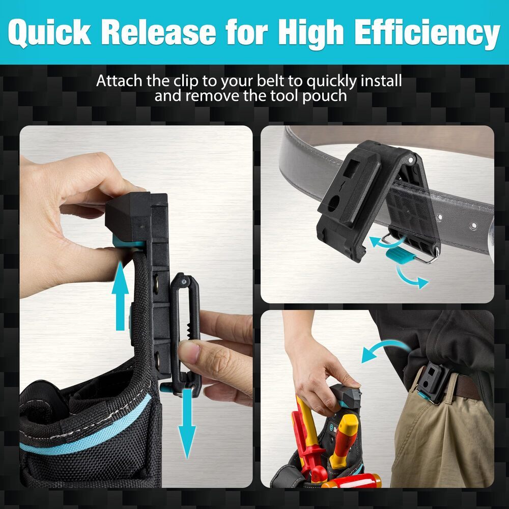 Small DuraTech Tool Pouch with Belt Clip Electrician Tool Pouch for Construction