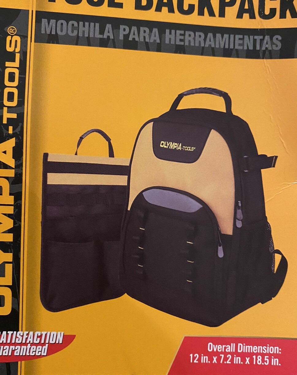 Olympia Tools Tool Backpack Water Resistant Black & Yellow NWT