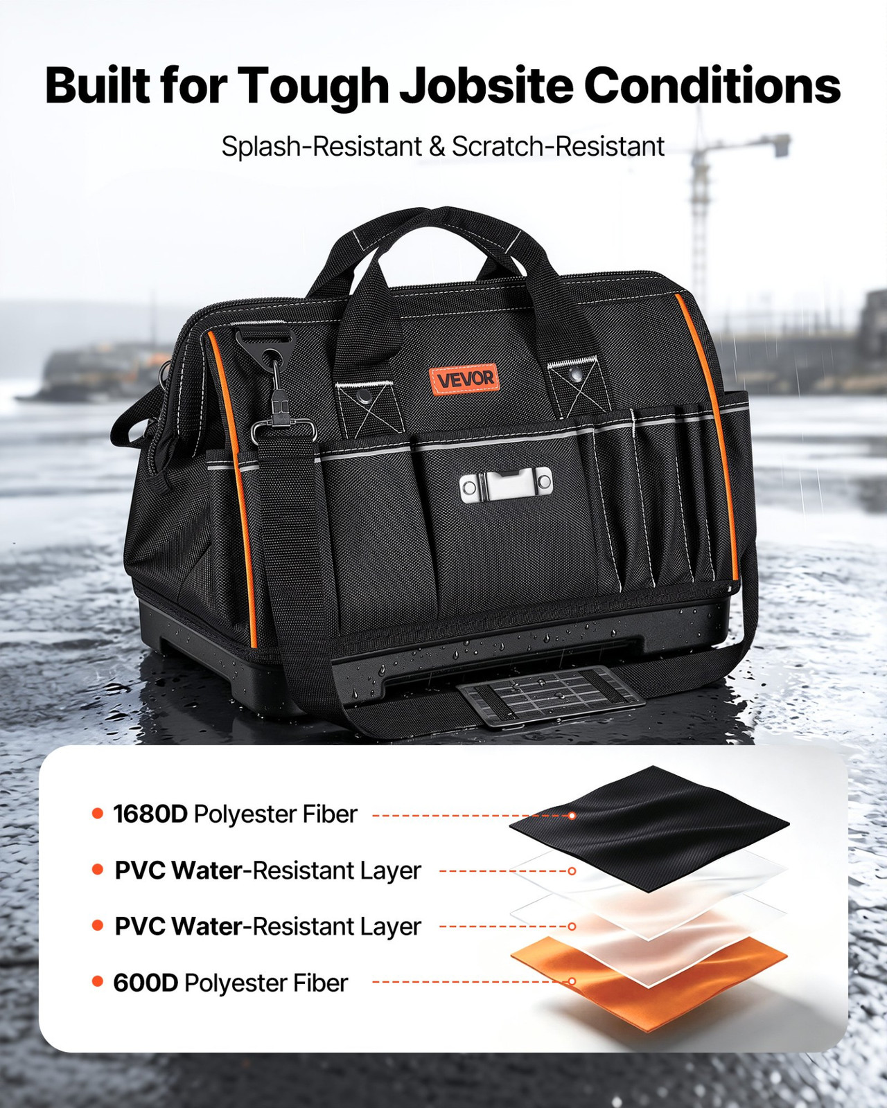 16.1″ Tool Bag 33 Pocket Toolbox Organizer w/ Water Resistant Base
