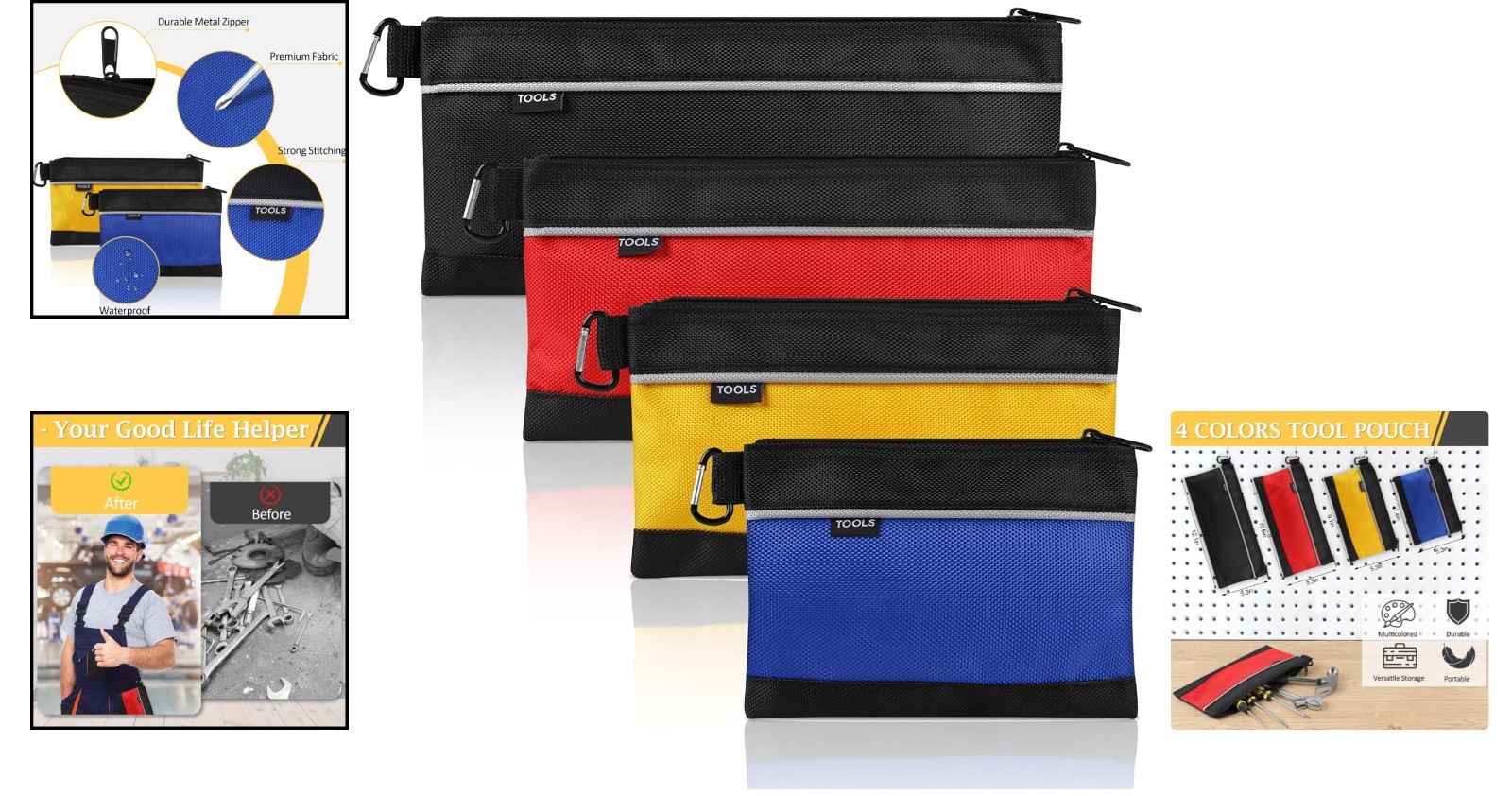 Tool Pouches with Zipper, 1680D Oxford Small Tool Bags, Waterproof Utility Bag Z