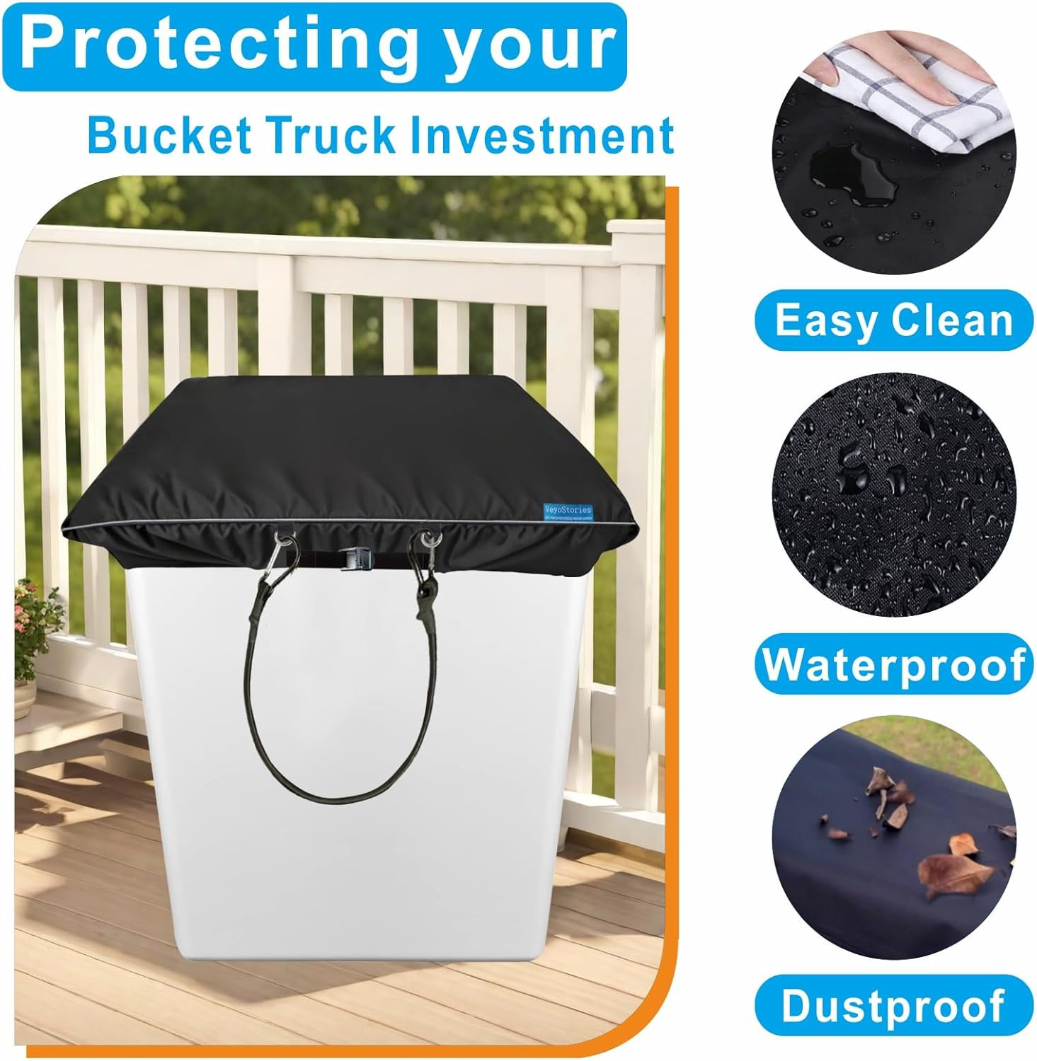 Bucket Truck Cover 28x34in Waterproof Oxford Cloth Vinyl Bucket Protector