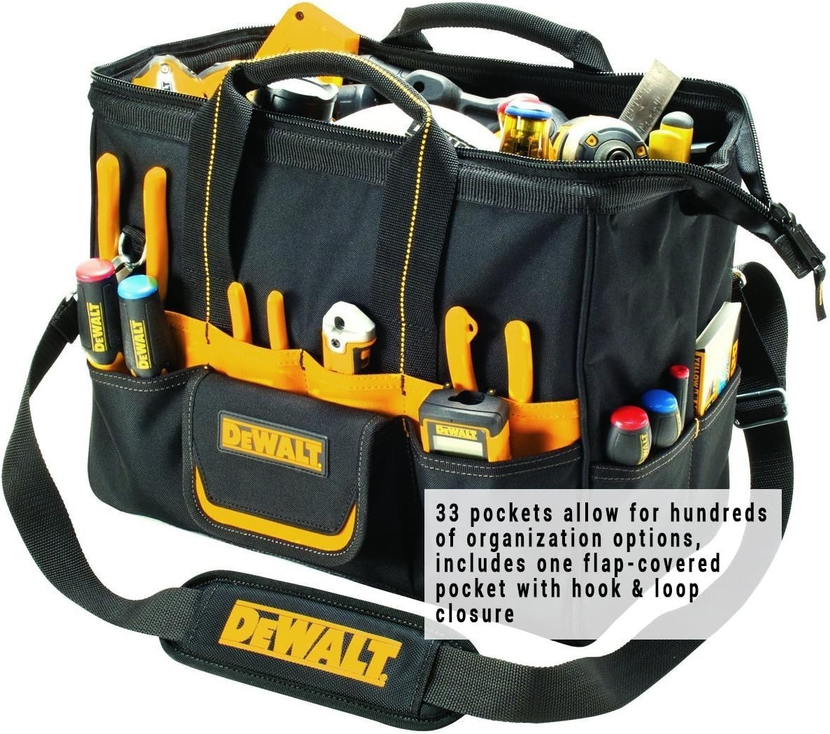 DeWalt 16″ Tradesman Heavy Duty Tool Bag 33 Pockets Reinforced Handles DG5543