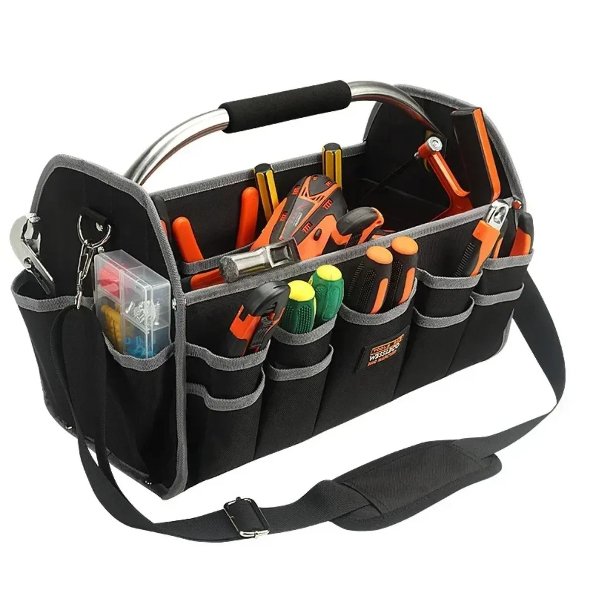 1680D Oxford Cloth Tool Bag Iron Tube Multifunctional Electrician Tools Storage
