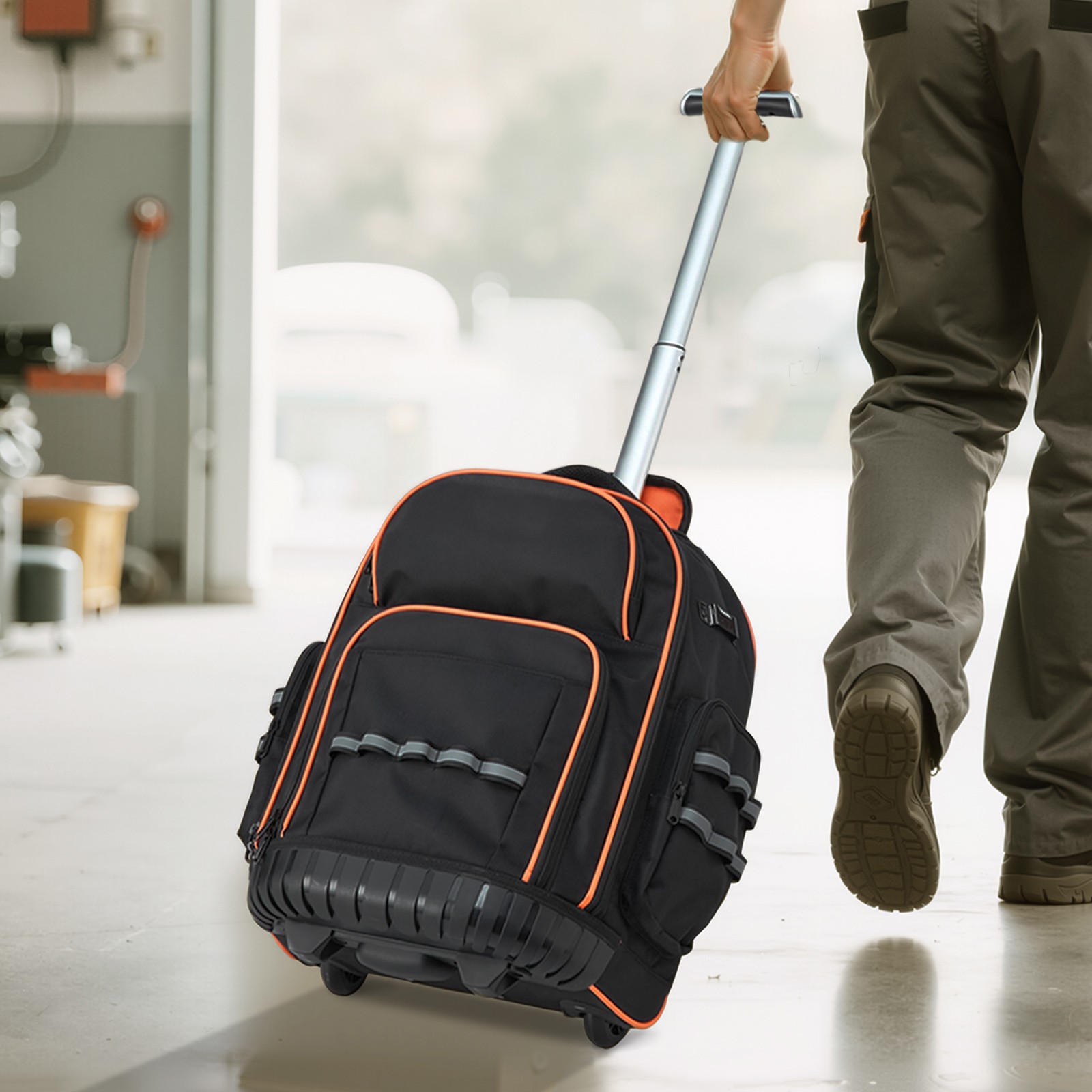 Uimoso Rolling Tool Backpack with 45 Pockets and Durable Wheels for Heavy Tools