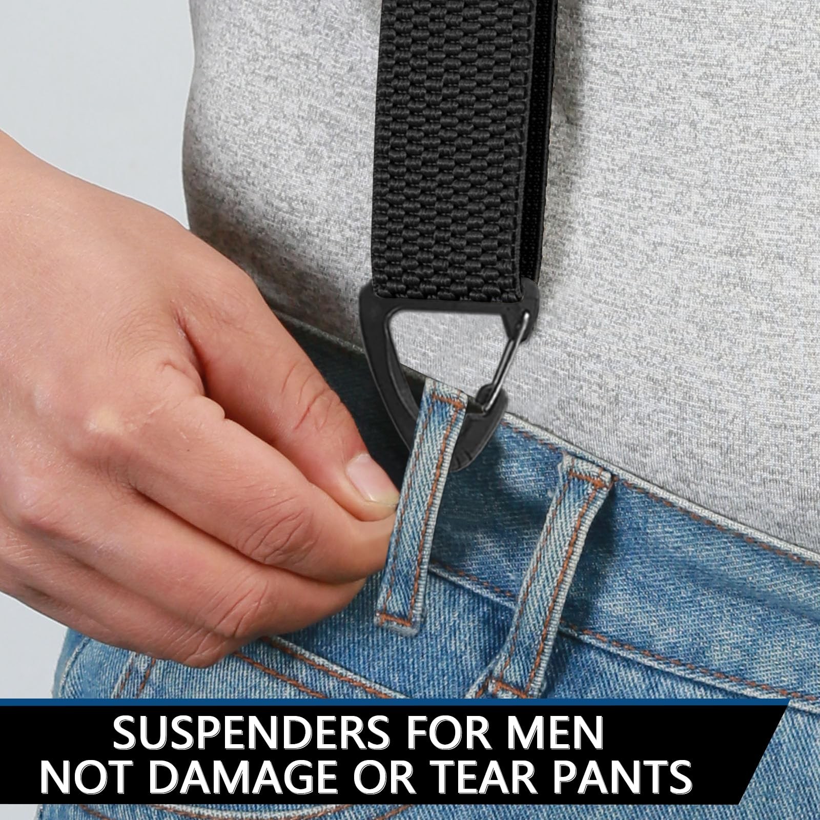 Hidden Suspenders for Men 1.6 Inch Wide X Back Adjustable 120cm, Black