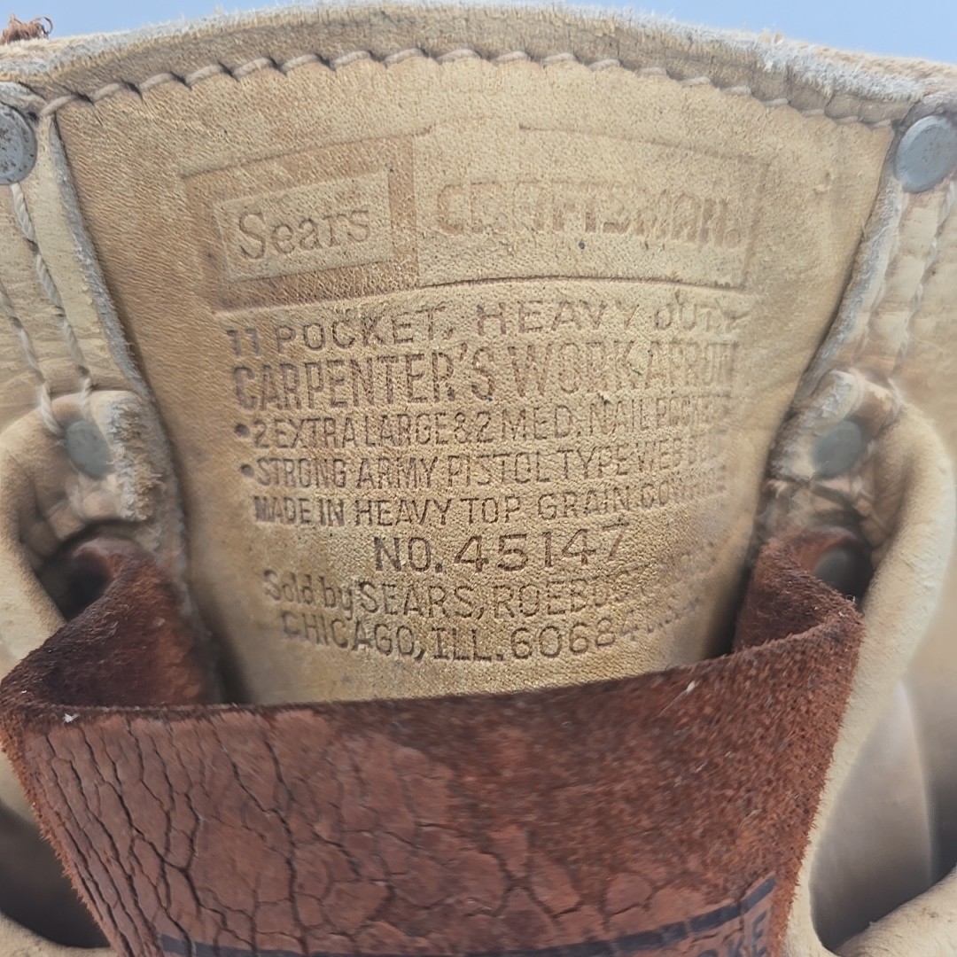 Vintage Sears Craftsman Carpenter Tool Belt Apron 45147 Heavy Top Grain Cowhide