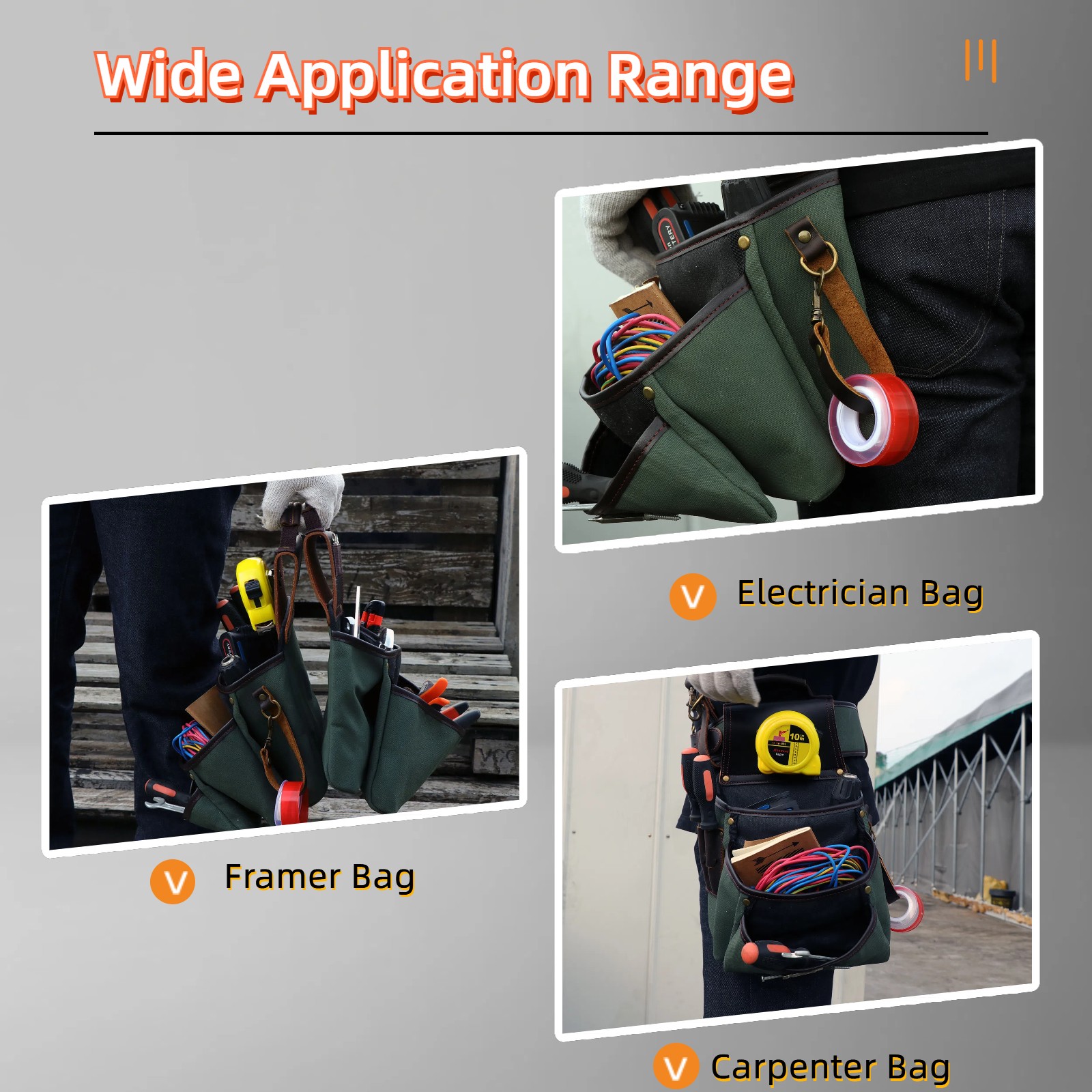 Tourbon Tool Harness Suspenders Carpenter Rig Bag Electrician Tools Belt Bag
