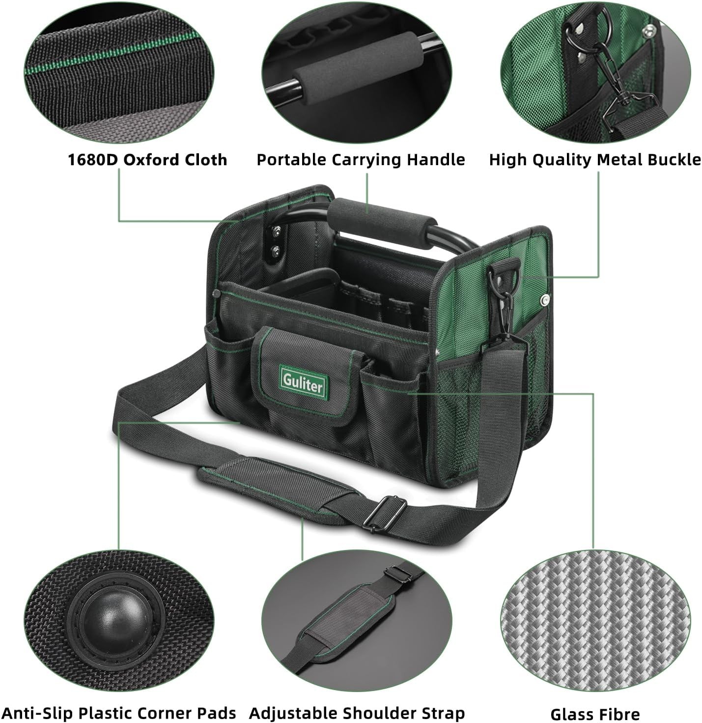 11 Inch Small Tool Bag, Open Top Tool Tote with Stainless Steel Handle