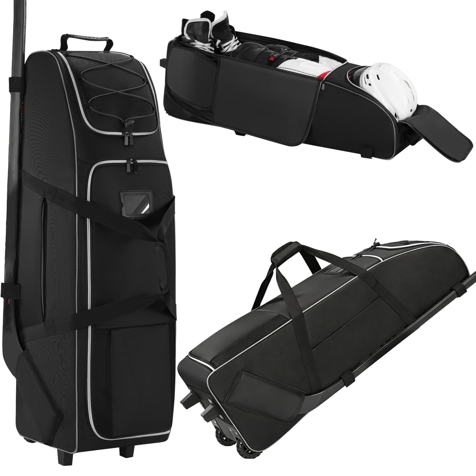 41-Inch Hockey Bag with Wheels, Large Ice Hockey Duffel Travel Bag for Equipm…