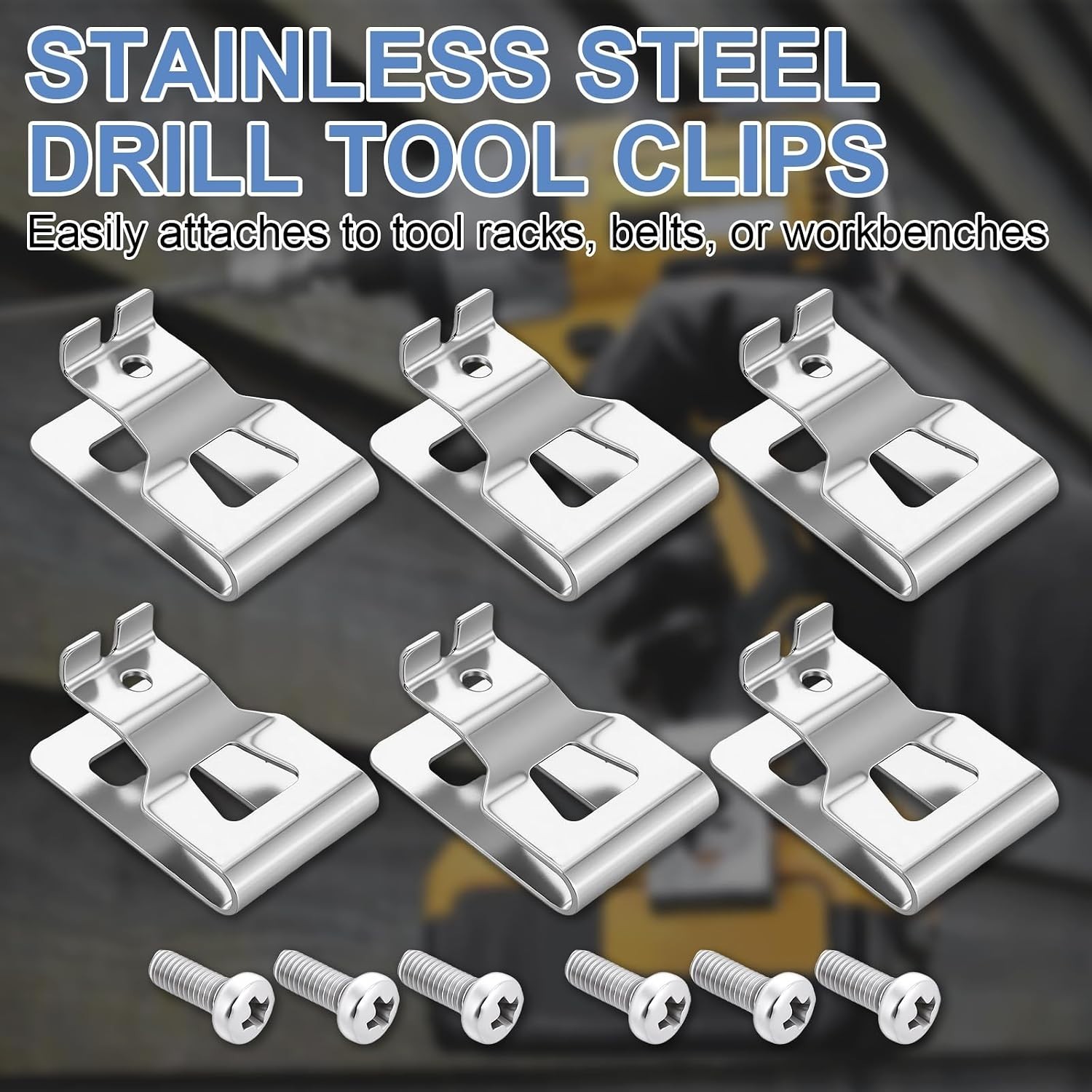 6-Pack Stainless Steel Tool Clips for 20V Impact Drivers – Secure Hold