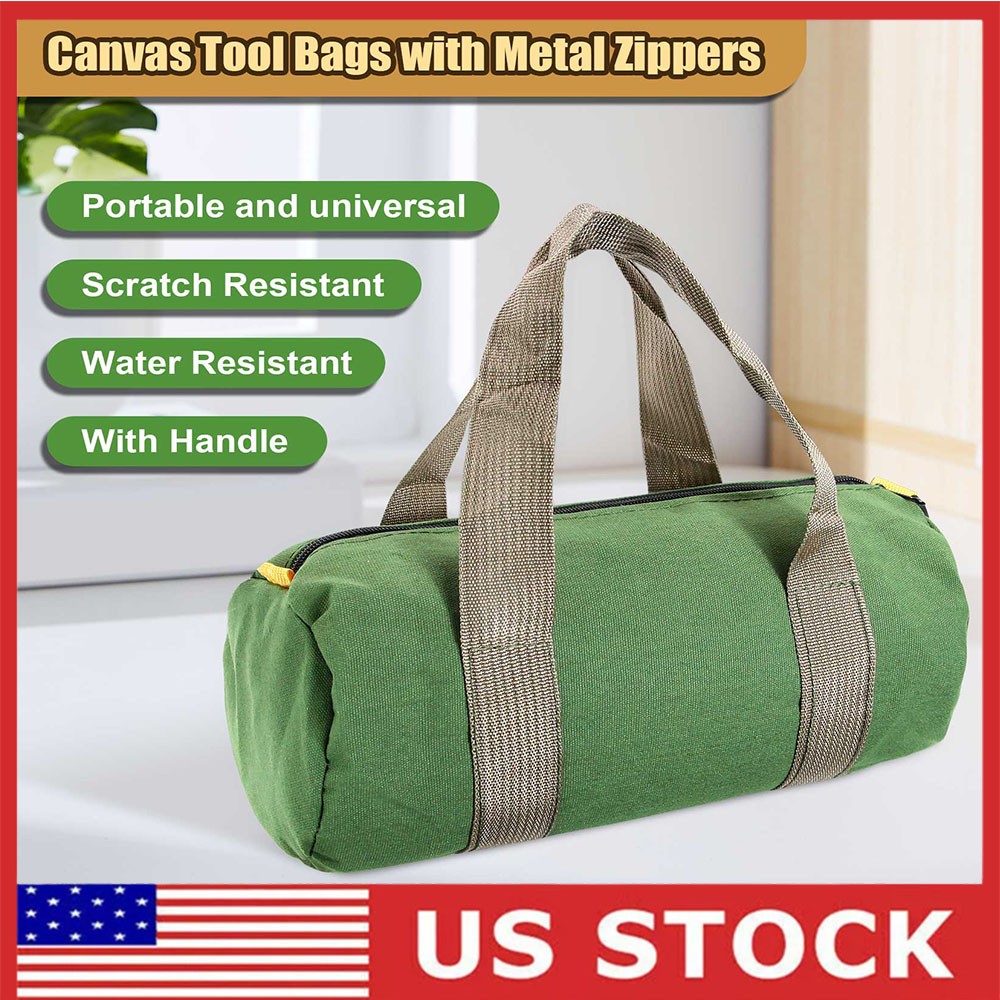 12in Heavy Duty Canvas Tool Bag with Zipper Muti-Purpose Portable Waterproof