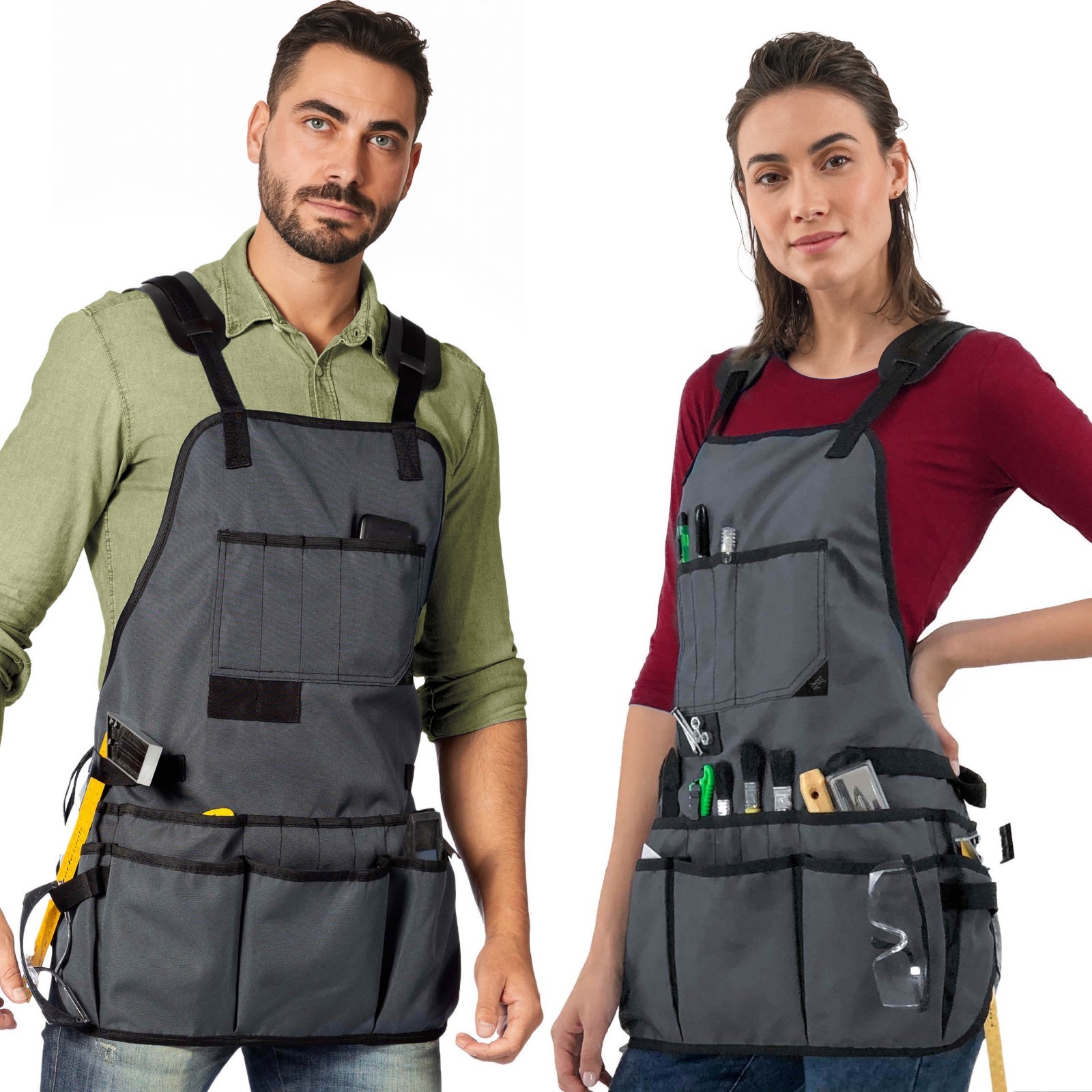 Tool Apron – Magnetic Holder, 18 Pockets, CrossBack – Woodworker, Electrician