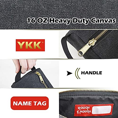 Rough Enough Canvas Small Tool Bag Pouch Box Organizer with Zipper Stone Black