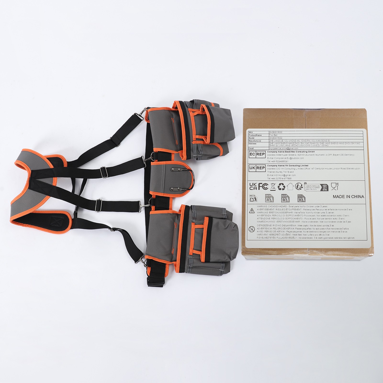 Heavy Duty Tool Belt Pouch with Suspenders Multifunctional Electrician Tool Bag