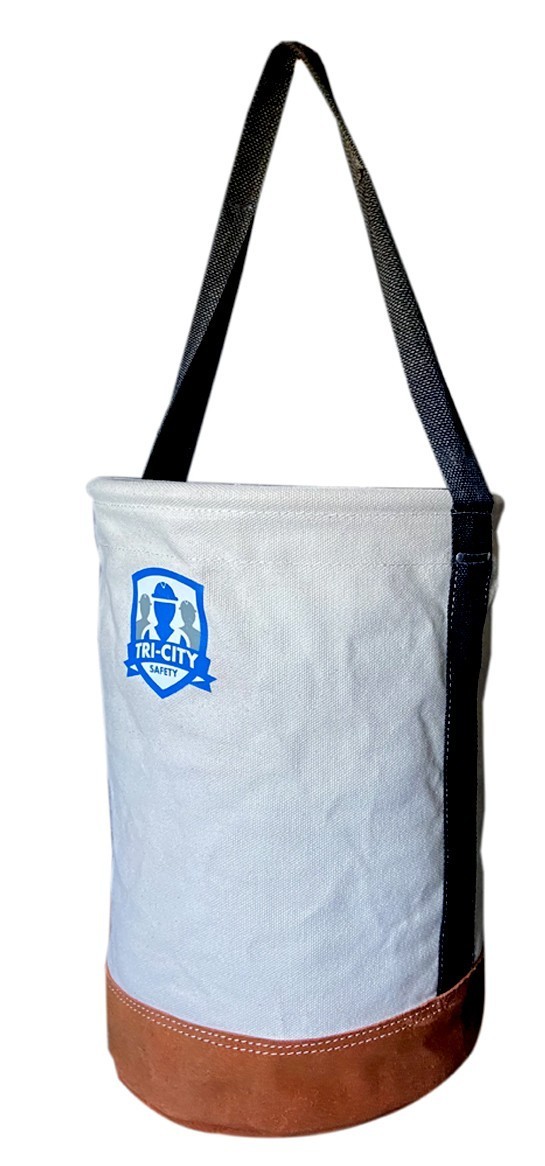Tri-City Sturdy 12″ Round Heavy-Duty Canvas Bucket for Tools (Strap)