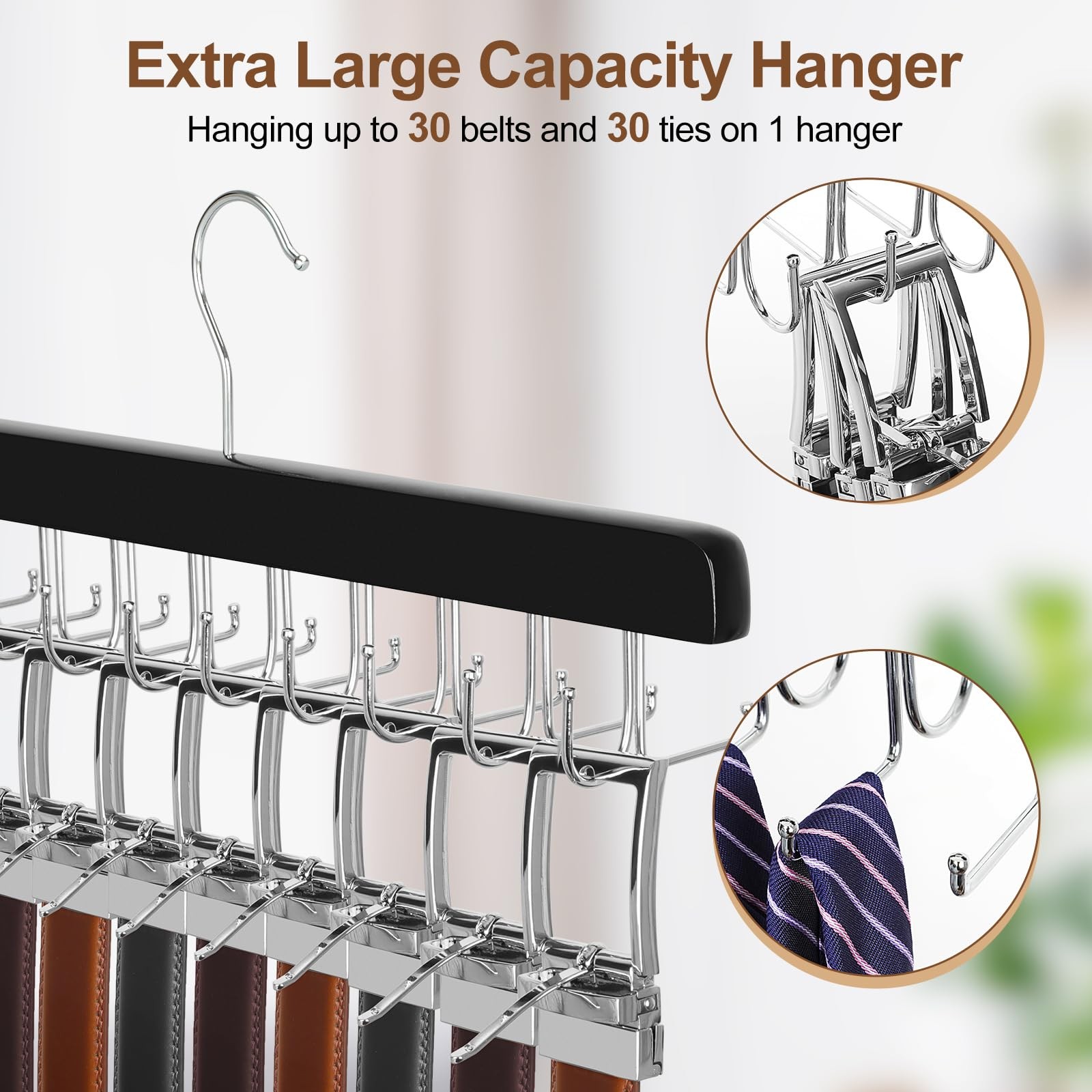 TOPIA HANGER 2 Pack 2 in 1 Belt Tie 14.56 inches x 5.9 inches, Black-2