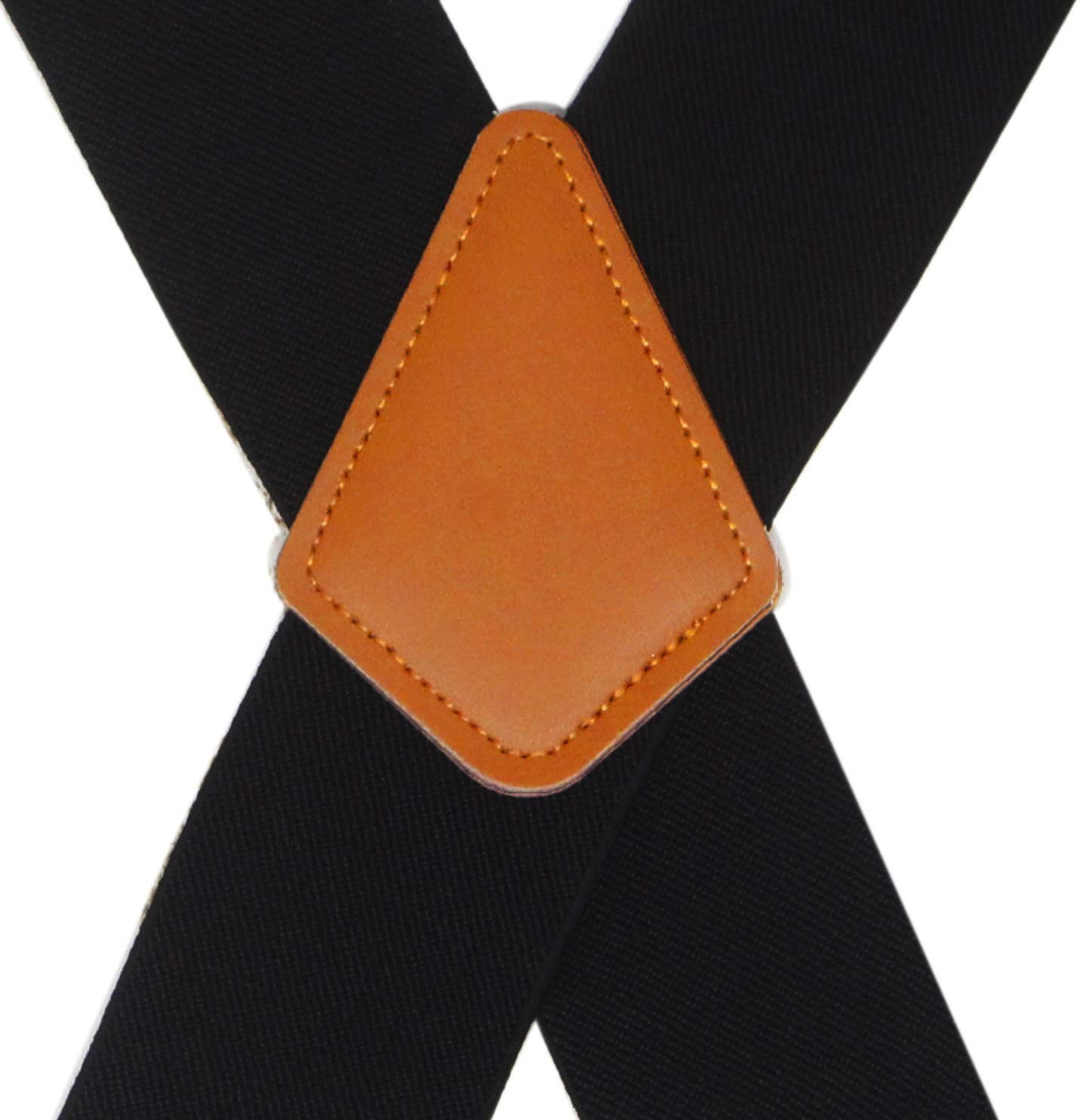 Doloise Men’s Suspenders X Back 2 Inches Wide with Extra One Size, Black