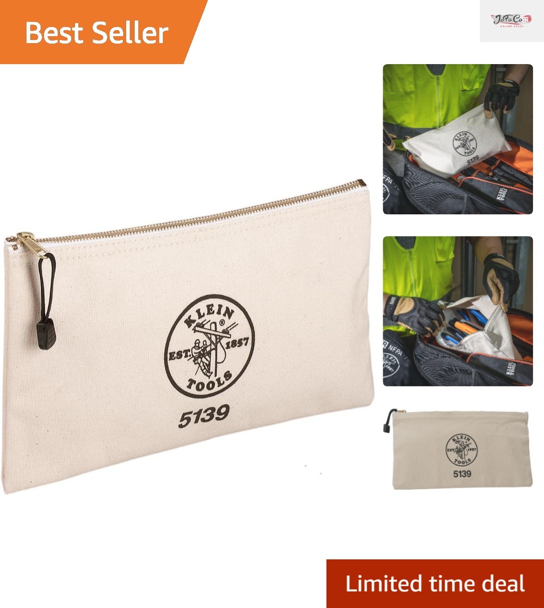 Heavy-Duty Canvas Tool Pouch with Brass Zipper, 12.5″ x 7″ – Durable & Portable