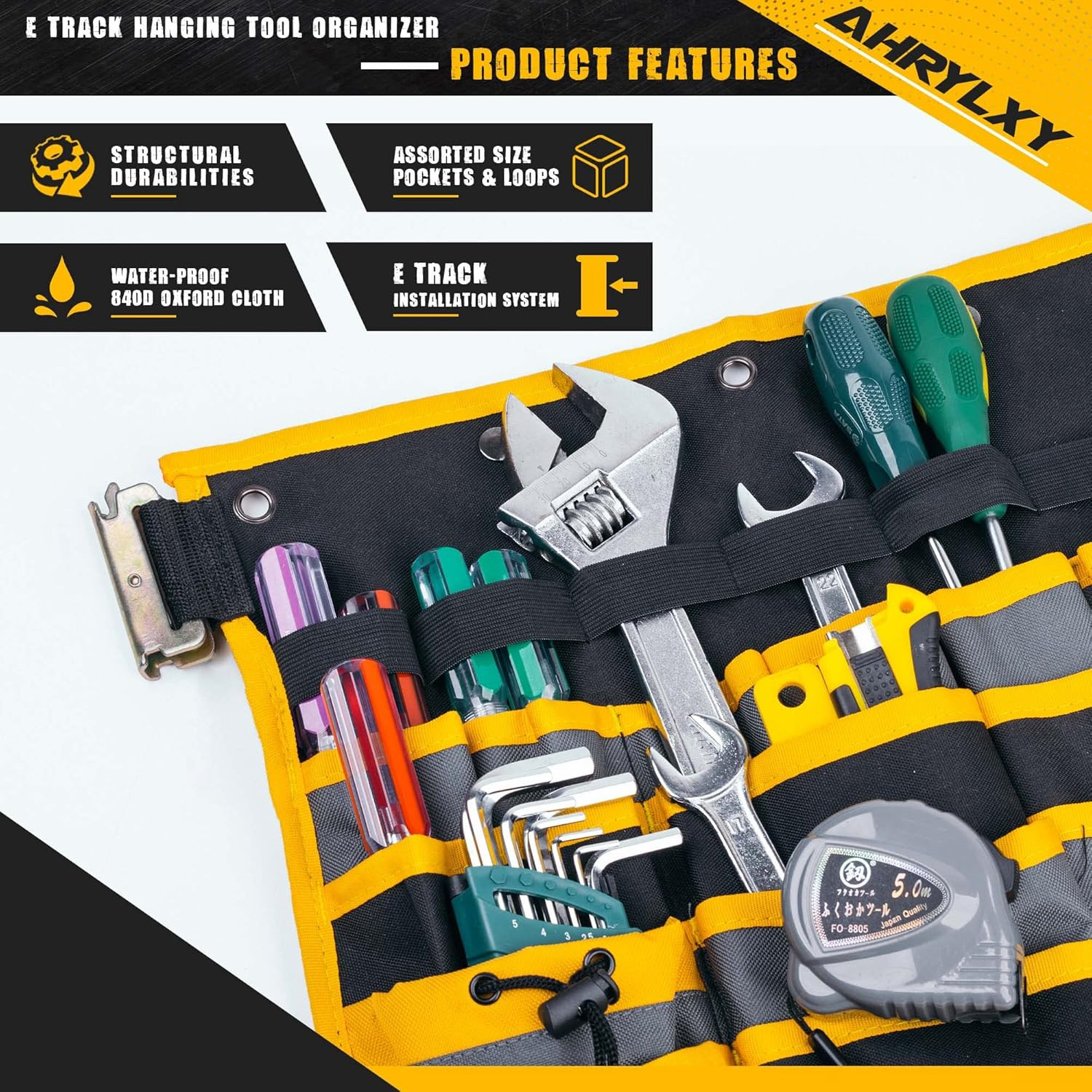 2 Pack E-Track Tool Organizer – Wall Mount Pocket Holder for Garage & Workshop
