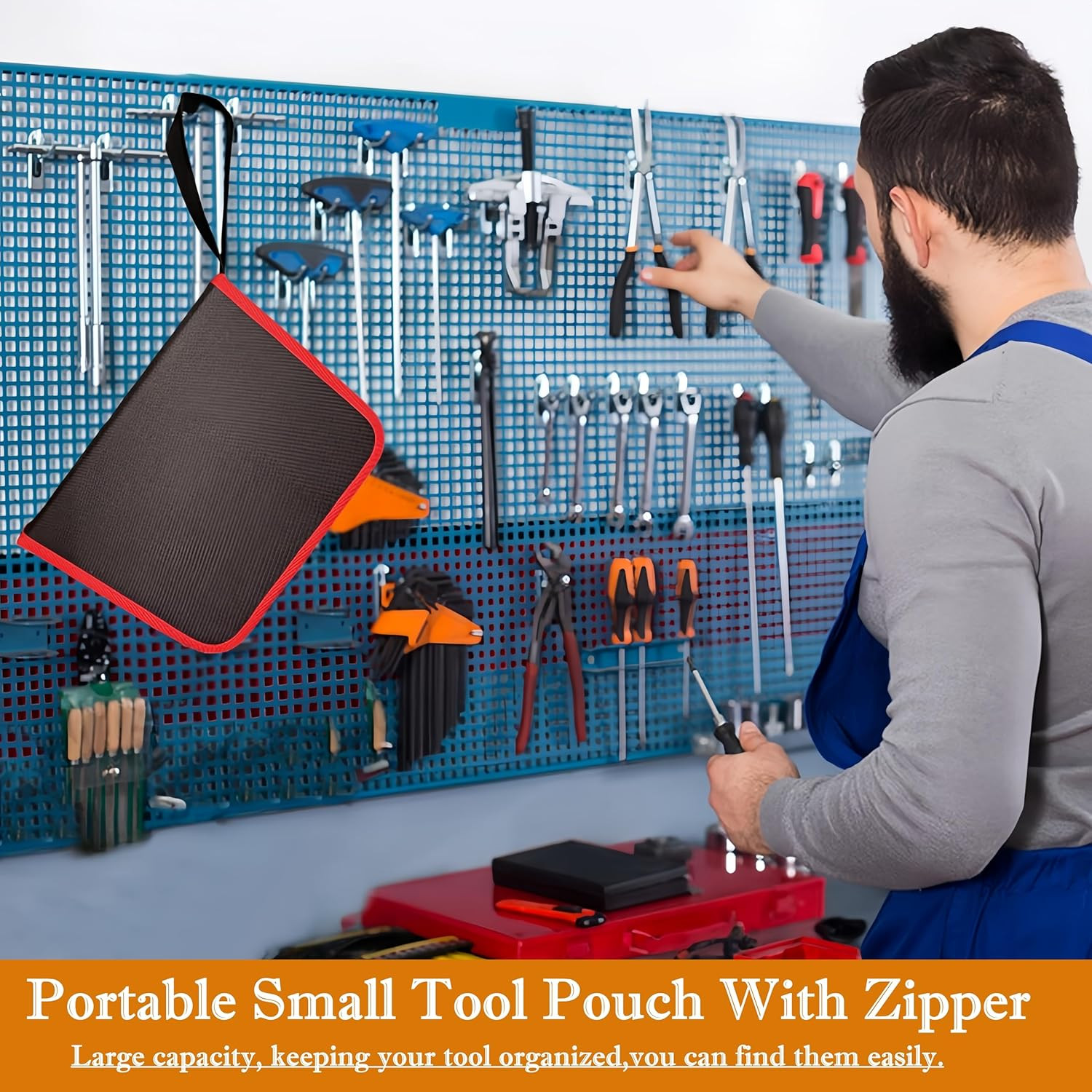 BLIRITEL Drill Bit Organizer Bag, Oxford Tool Case Holds 55 Bits, Portable Small