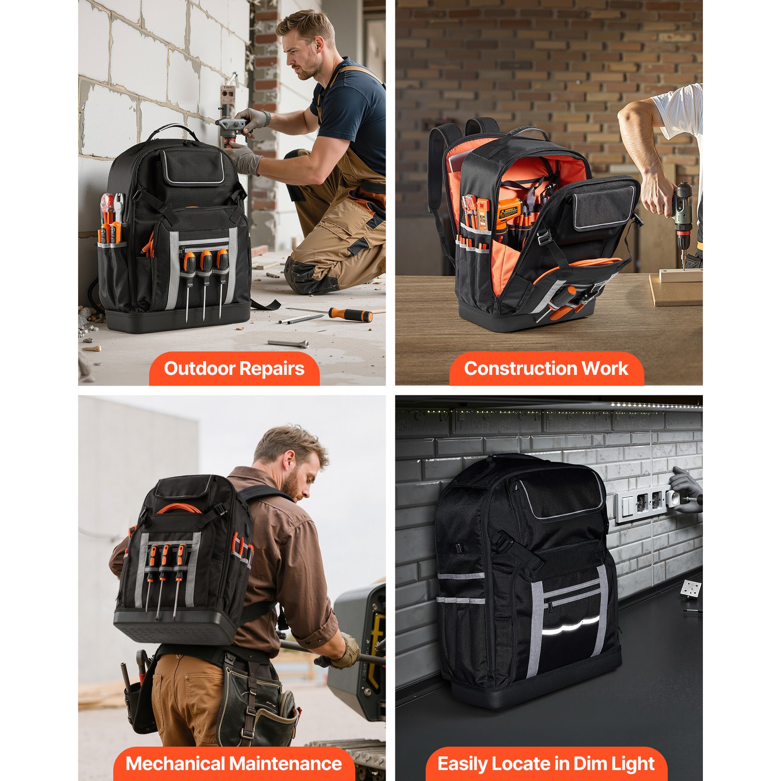 Uimoso Tool Backpack with 56 Pockets, Water-Resistant Design for Electricians