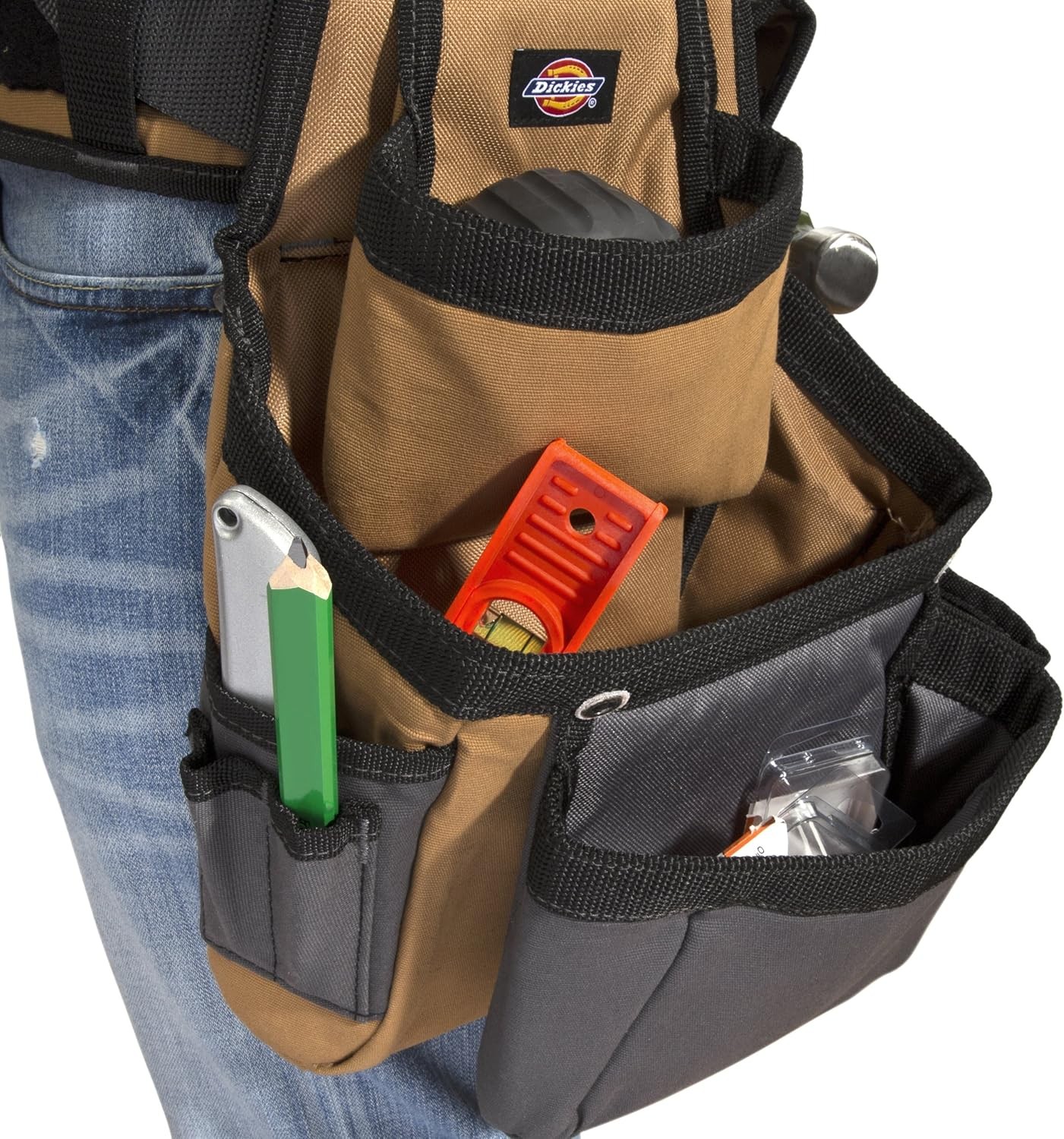 Dickies 4-Piece Carpenter’s Rig, Padded Tool Belt Suspenders, Cooling Mesh, Leat