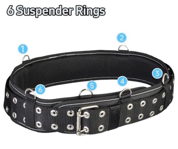 3-Inch Padded Tool Work Belt 1680D Ballistic Tool Belt with 6 Suspenders Ring