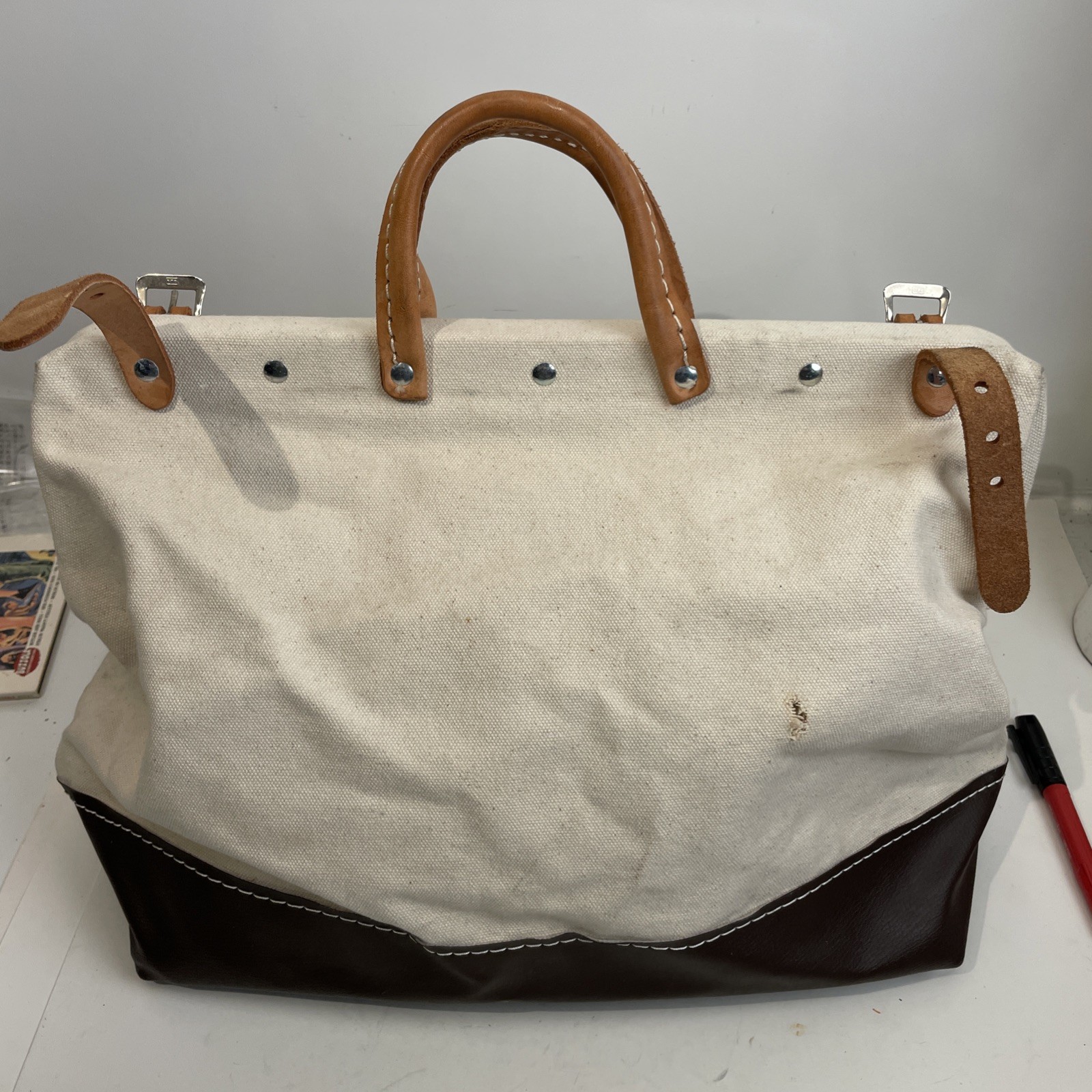 Klein Tools 5102-16 Canvas Tool Bag Wide Mouth Heavy Duty USA Needs Repair