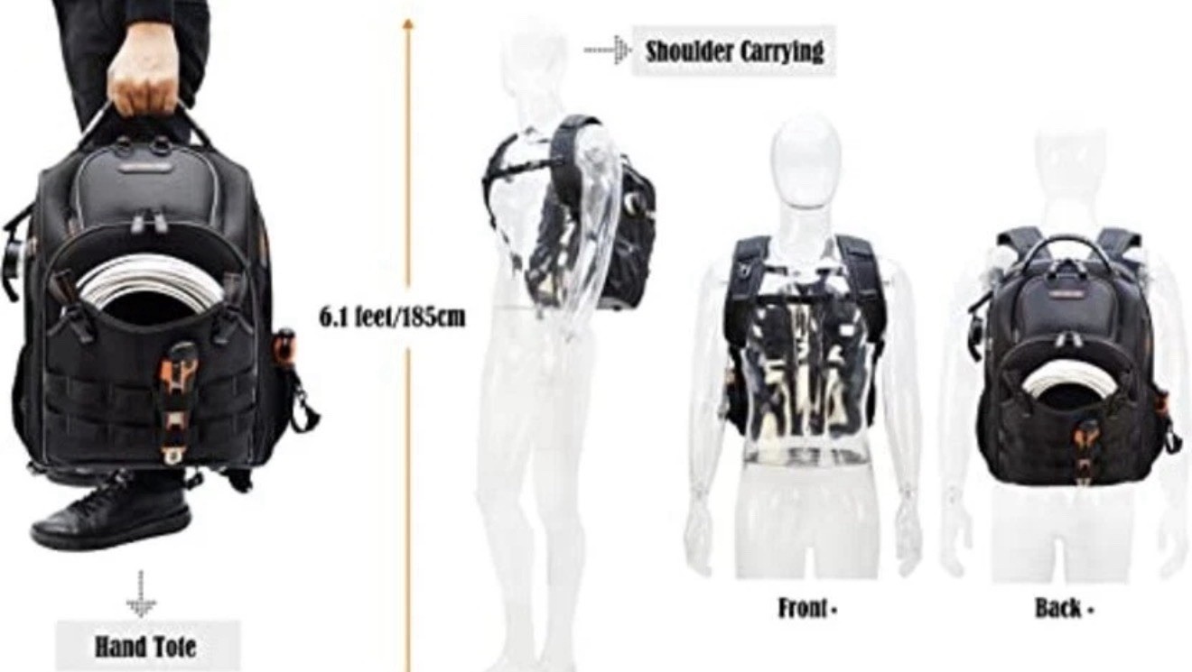 Tool Bag, Heavy-Duty Jobsite back pack for electricians Welkinland Ballistic