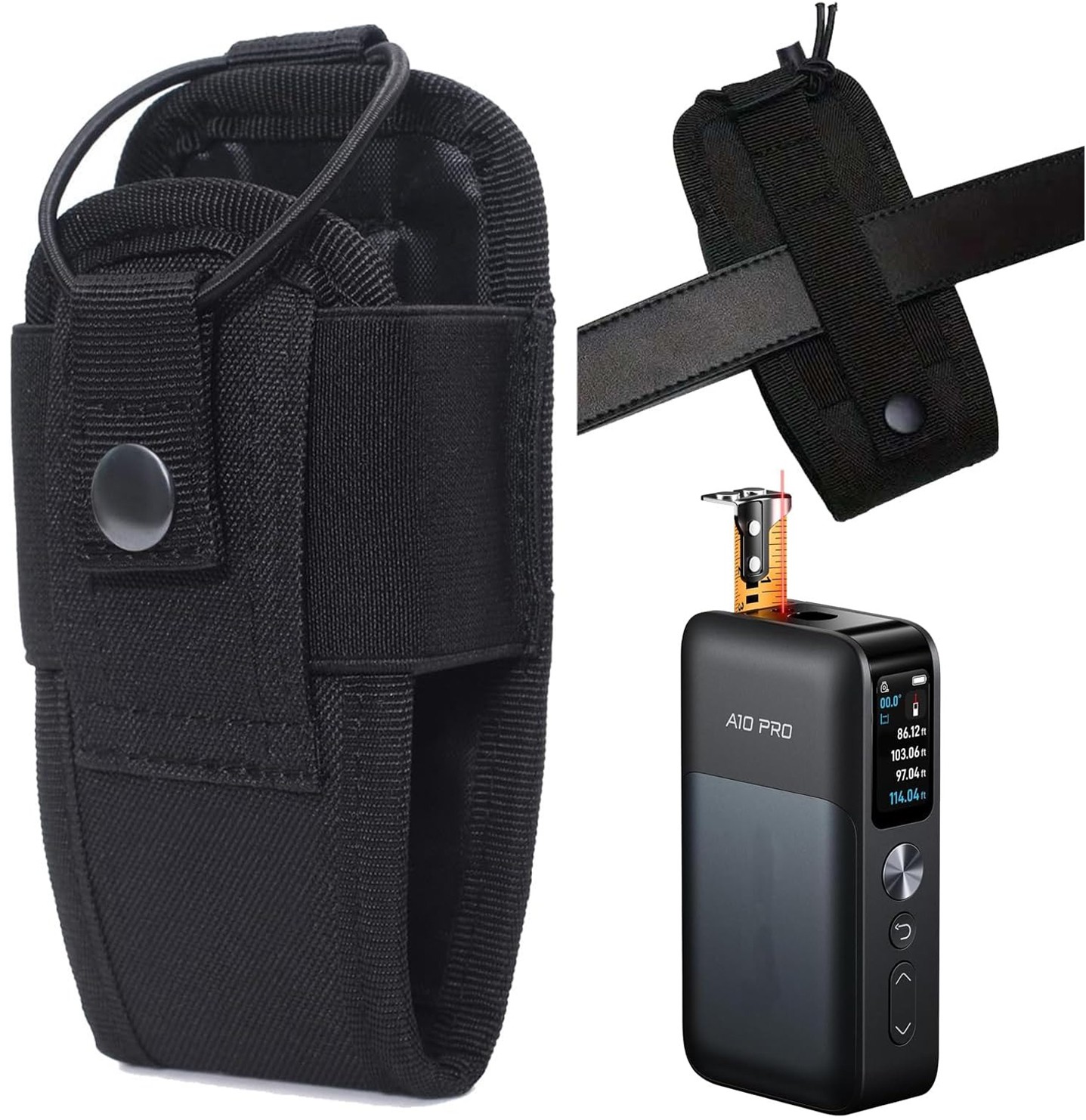 Tactical Nylon Walkie Talkie & Laser Measure Tool Pouch Holster with Belt Loop