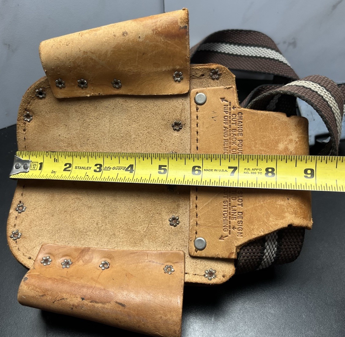 Vintage Nicholas 6 Pocket Leather Tool Pouch Top Grain Cowhide USA Made 8.5×9