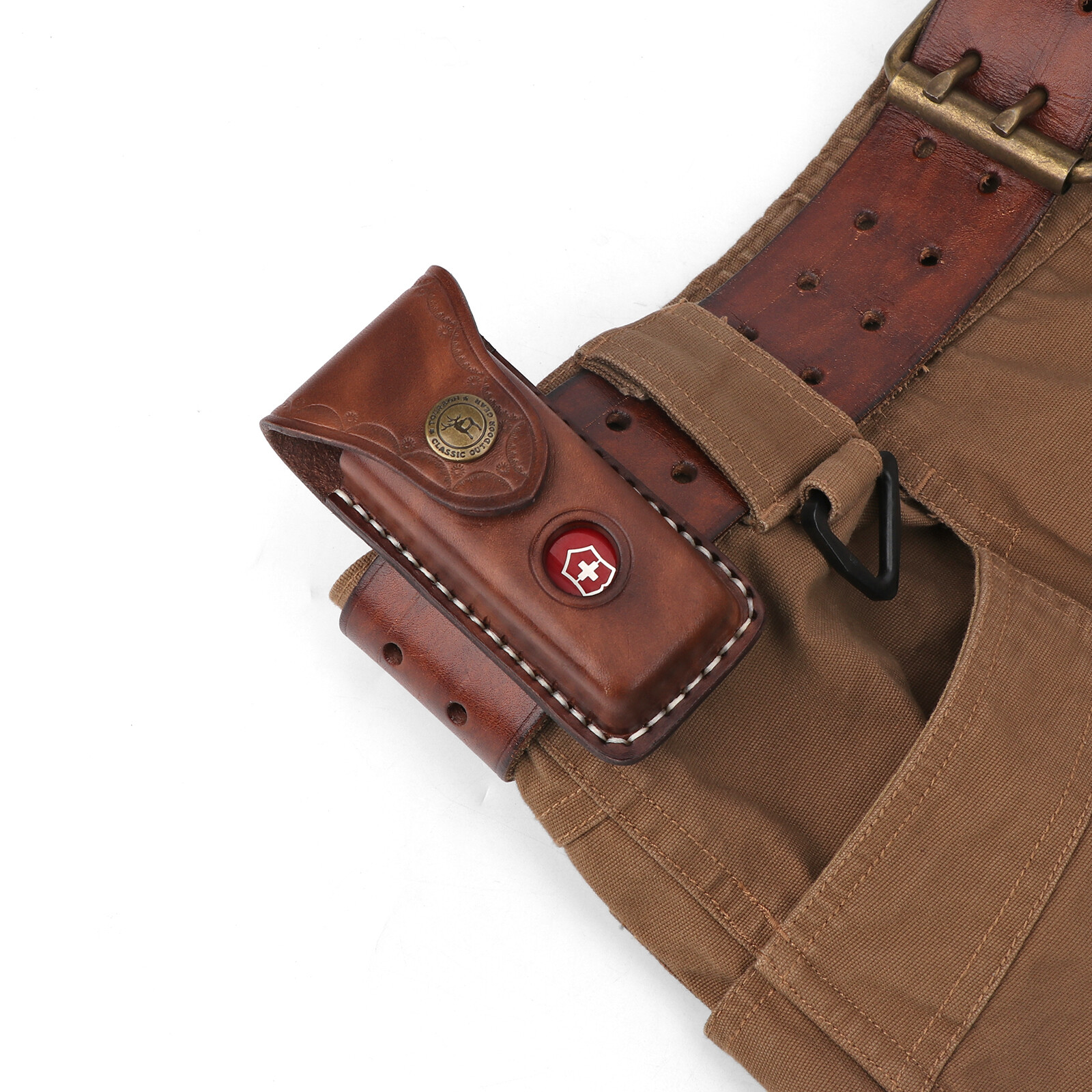 Tourbon Leather Knife Sheath for Folding Horizontal Trapper Knife Belt Holster
