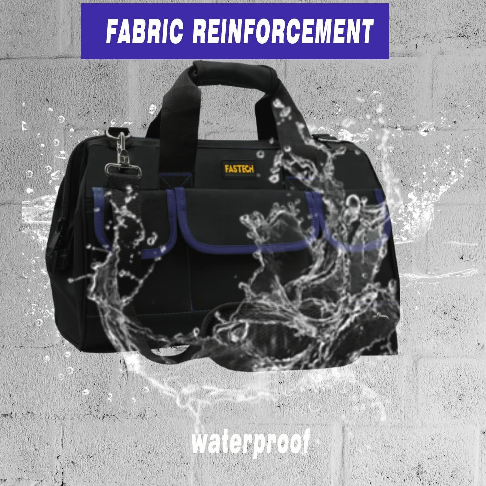 20 Inch Tool Bag Waterproof Wide Mouth Kit Heavy Duty Organizer Dark Blue