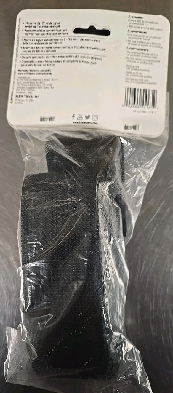 5705- Klein Tools Adjustable Tool Belt 52″ Heavy Duty Nylon Webbing Metal Buckle