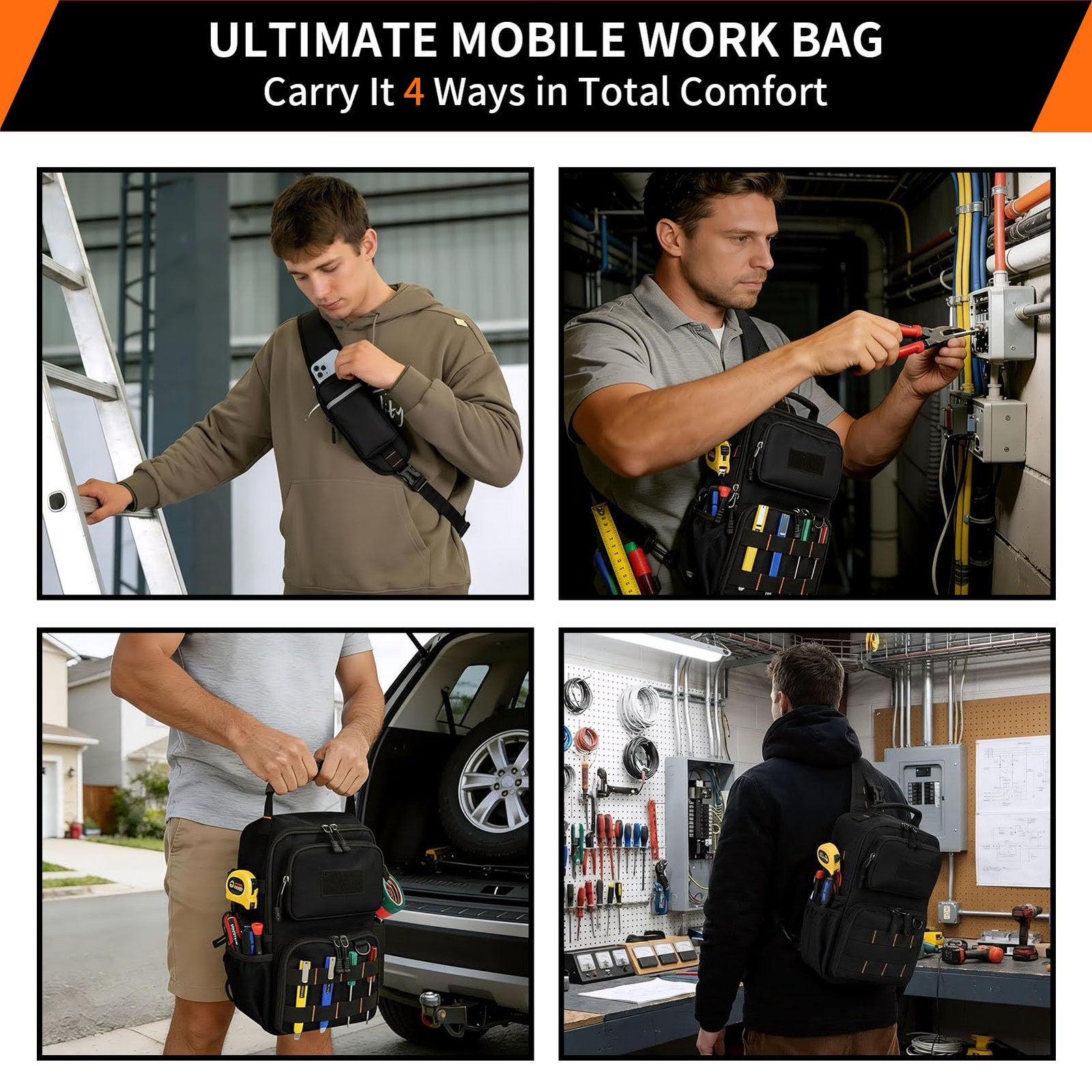 Rexmore Tactical Electrician & HVAC Tool Chest Bag with 3 Point Harness 15