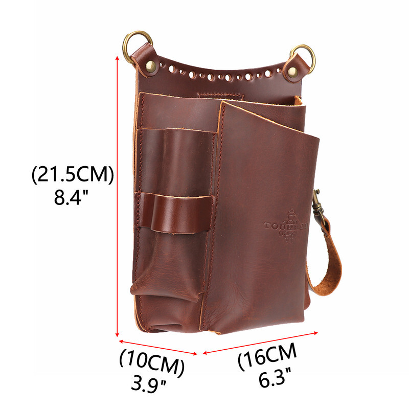 Tourbon Leather Barber Tool Crossbody Bag Hair Scissors Comb Brush Clippers Bag