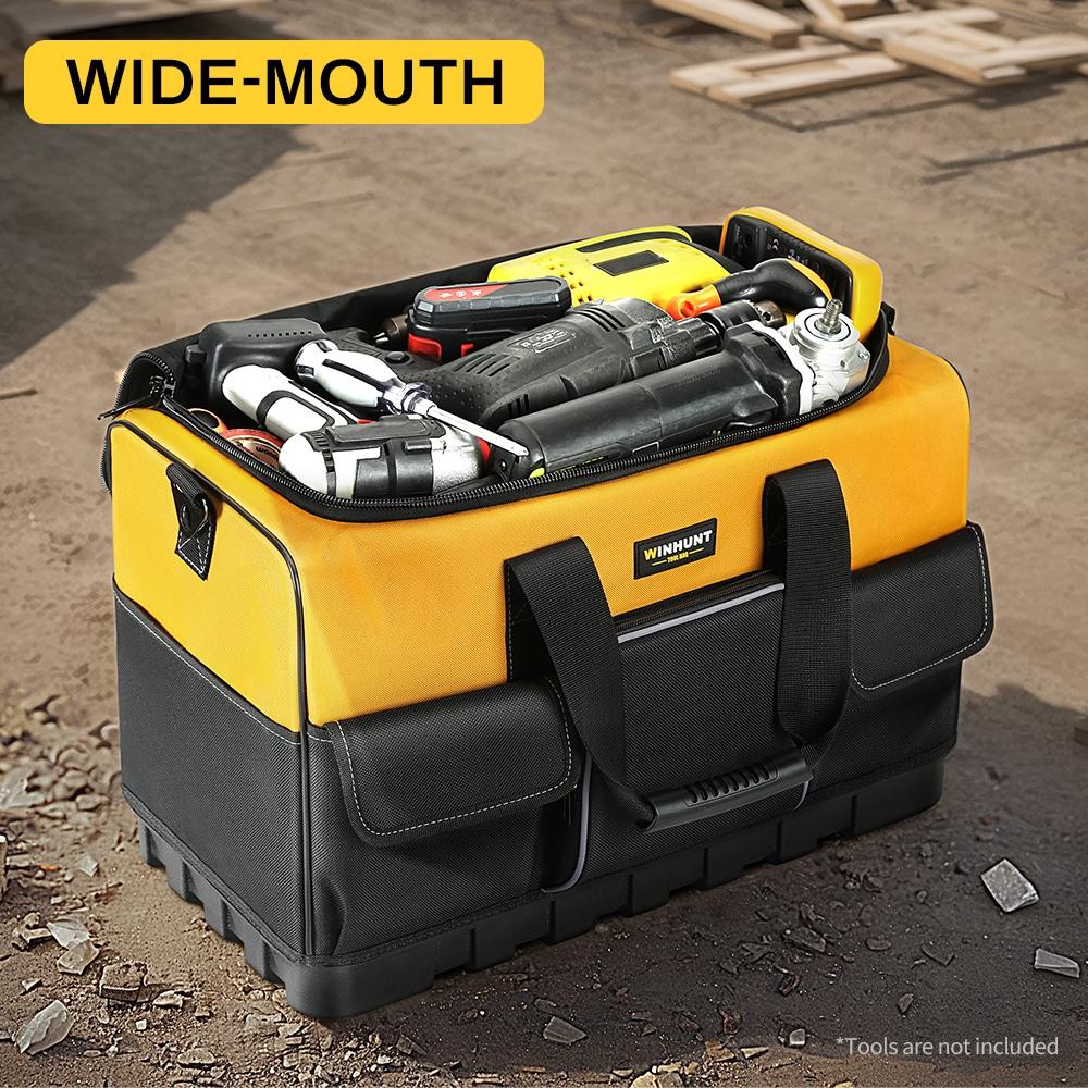 Winhunt Heavy Duty Tool Bag Wide Mouth Molded Bottom Shoulder Strap Polyester