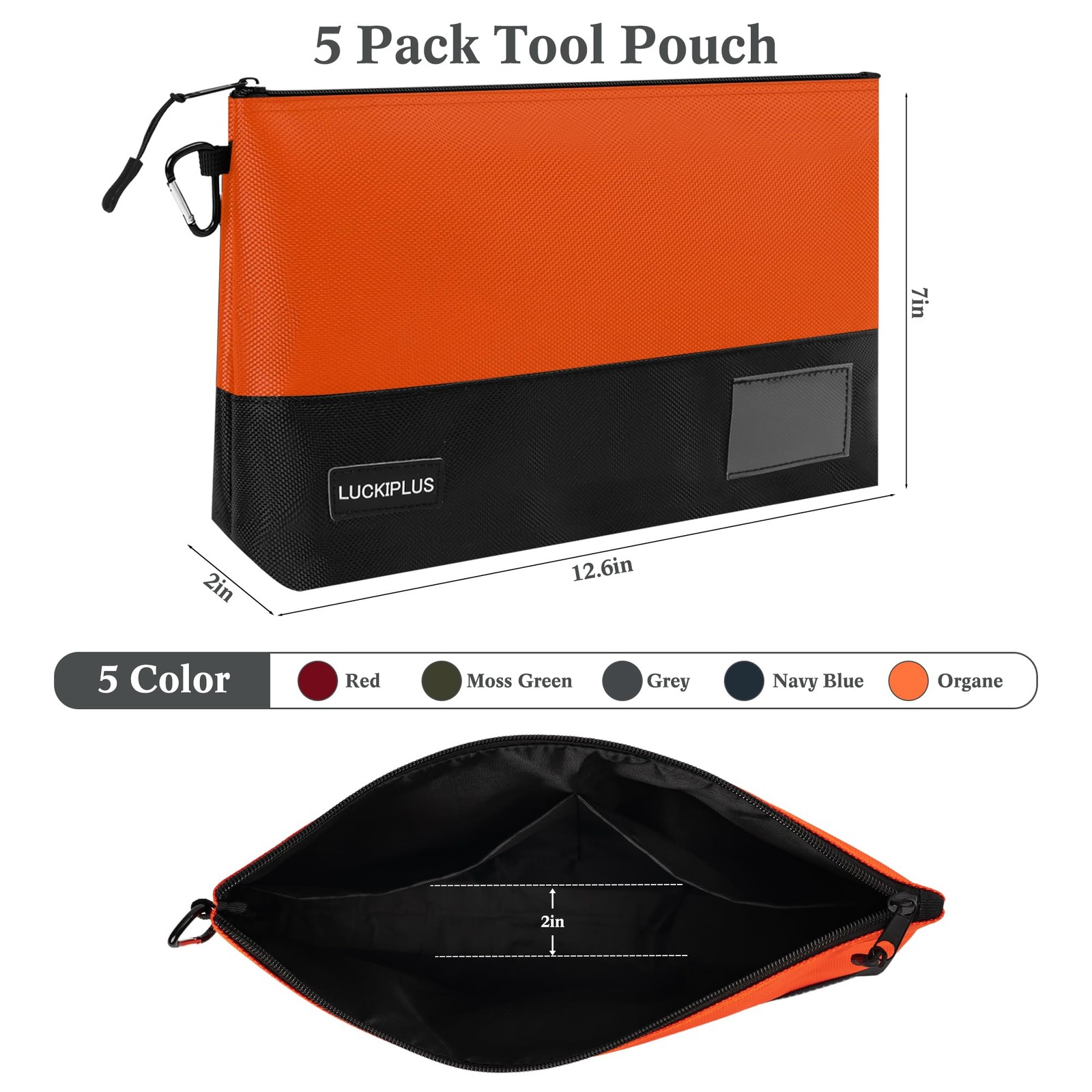 LUCKIPLUS Tool L12.6″*H7″*D2″, Black-Grey,Moss Green, Orange, Navy Blue, Red